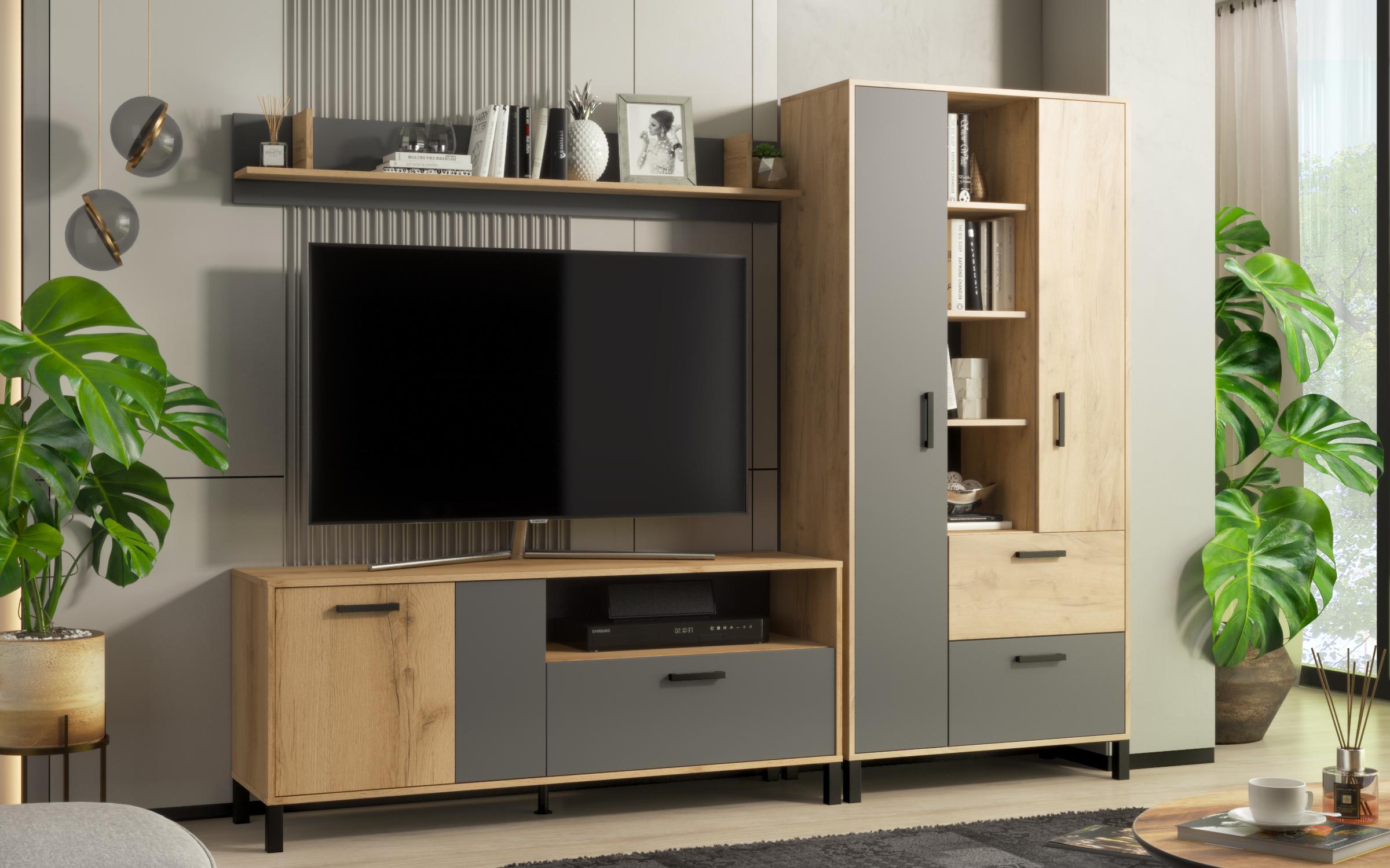 Shelf unit Parmo, Gran Sasso oak + anthracite  1