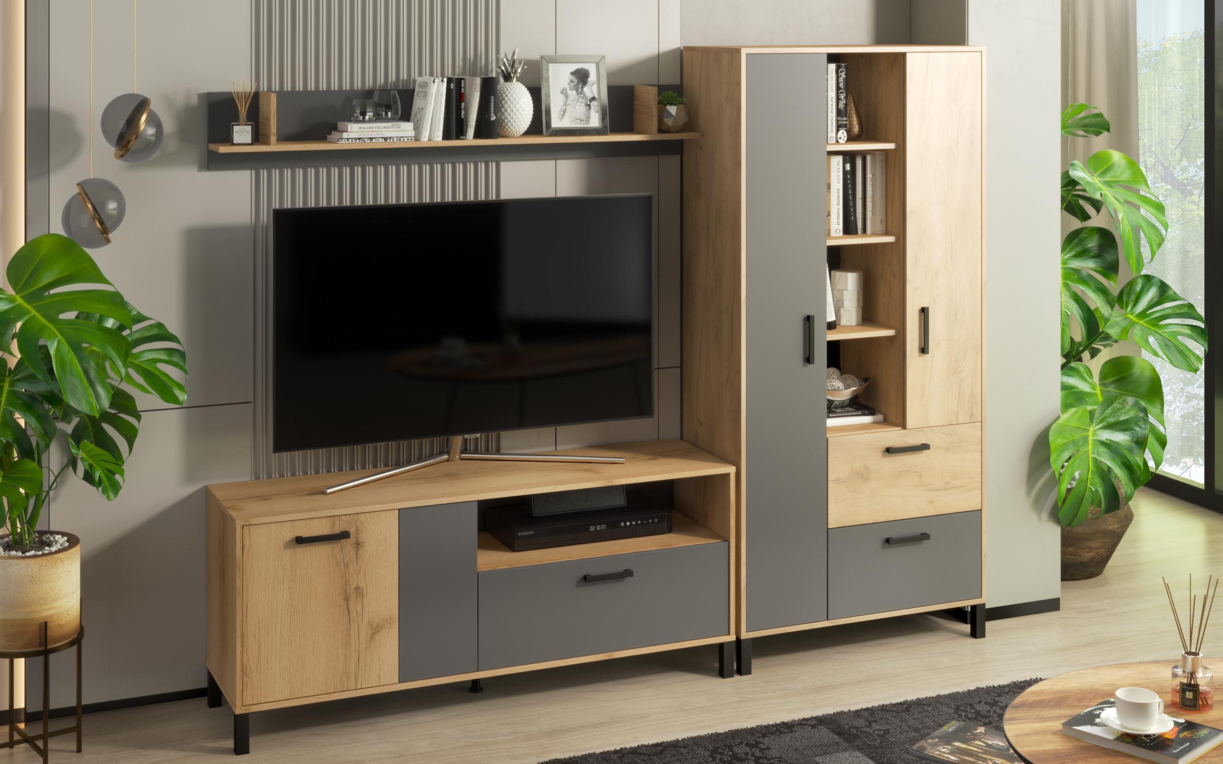 Shelf unit Parmo, Gran Sasso oak + anthracite  4