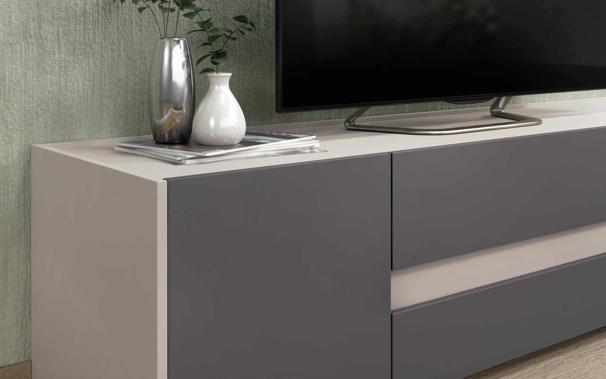 TV cabinet MDF Pierre, sand matt + graphite  4