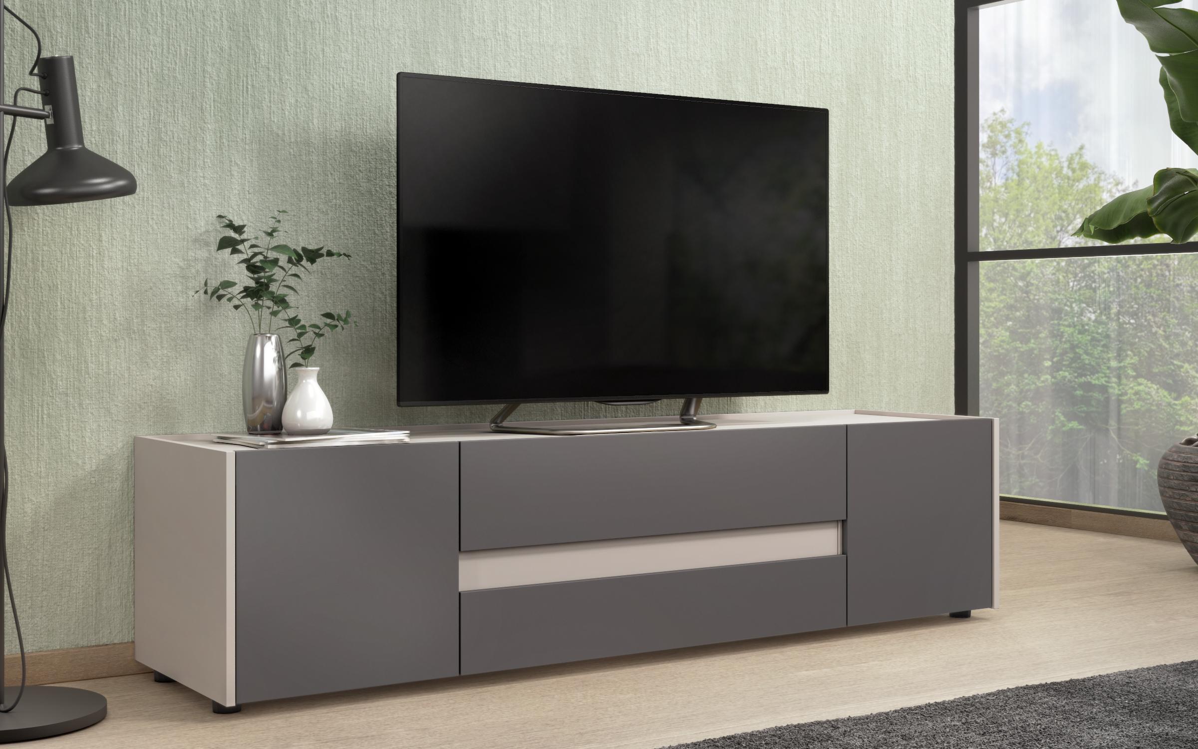 TV cabinet MDF Pierre, sand matt + graphite  1