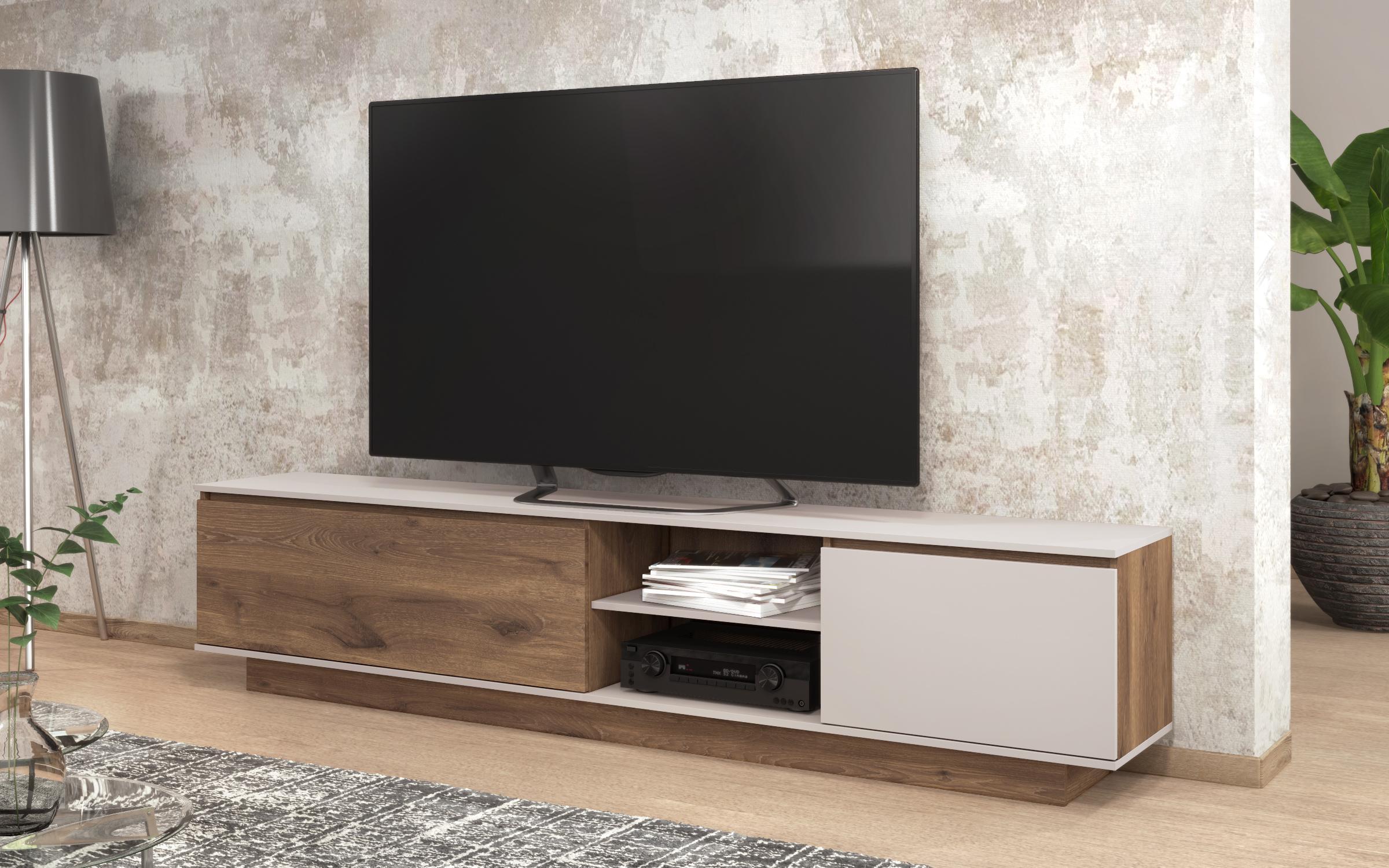 TV cabinet Vienna, dark Scandinavian oak + sand matt  3