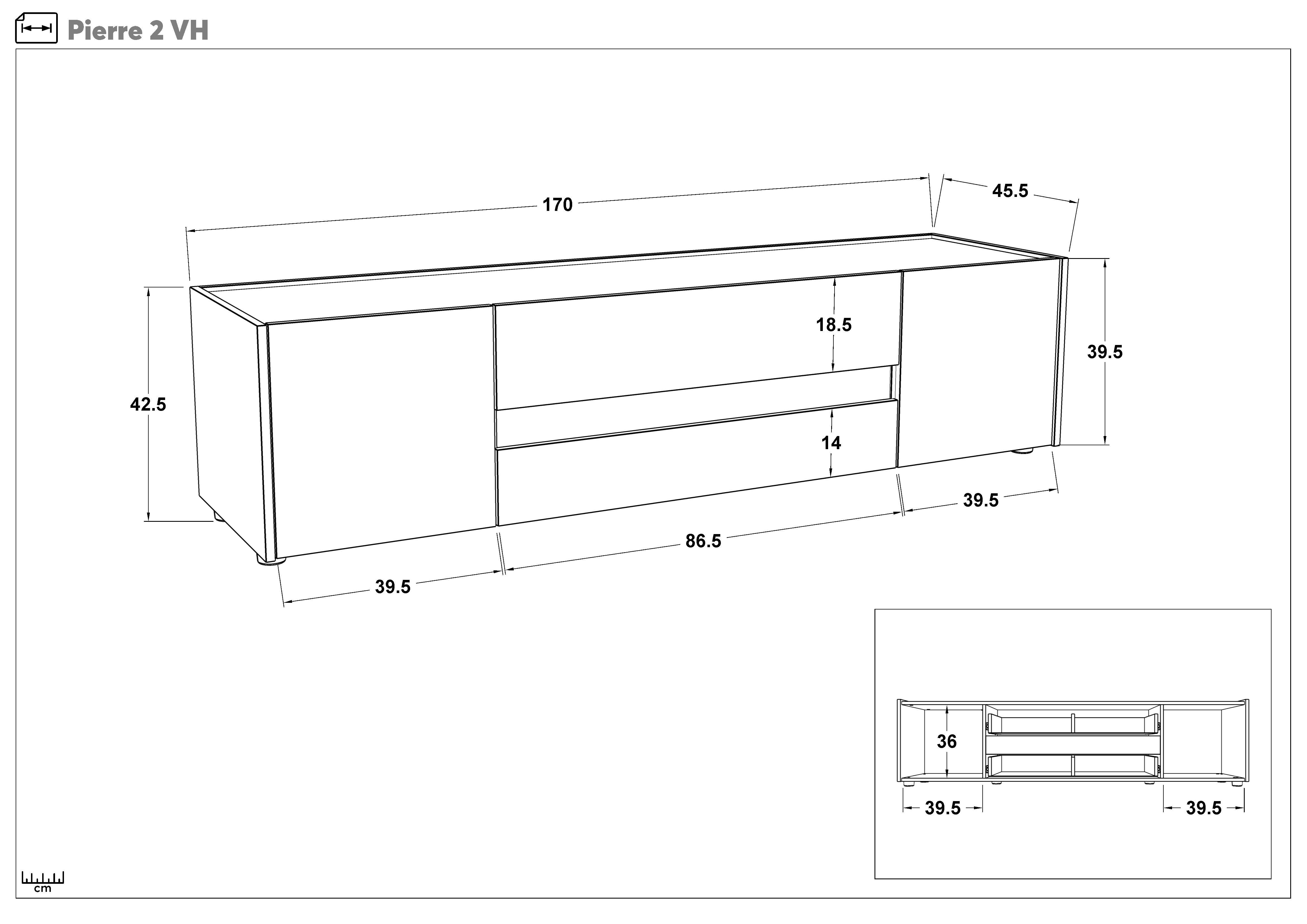 TV cabinet MDF Pierre, sand matt + graphite  2