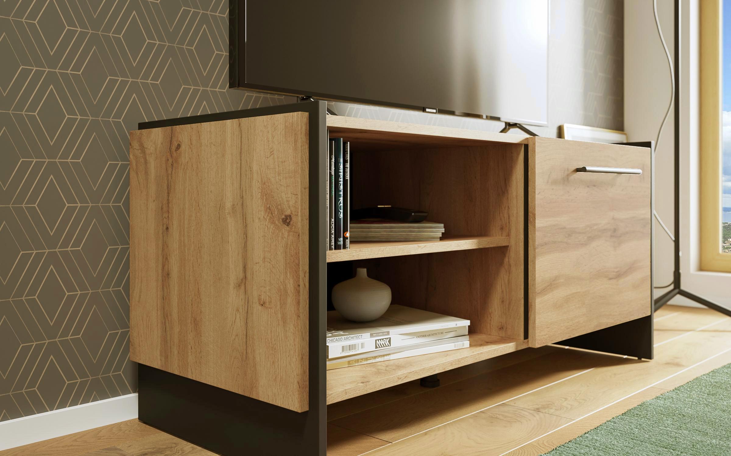 TV cabinet Camino FE, Wotan oak + black  5