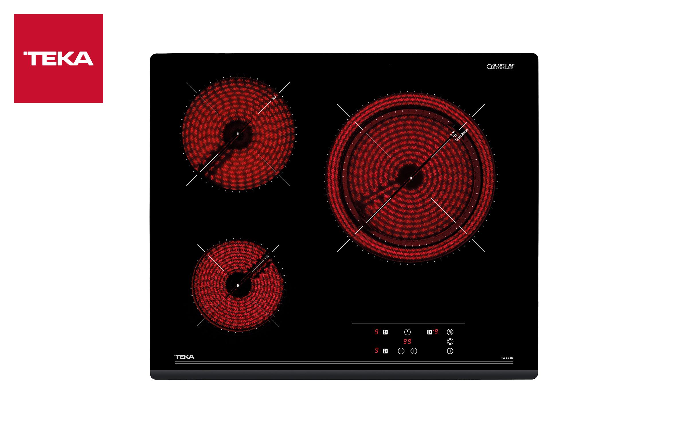 Glass-ceramic hob TEKA TZ 6315, 3 zones, black  1