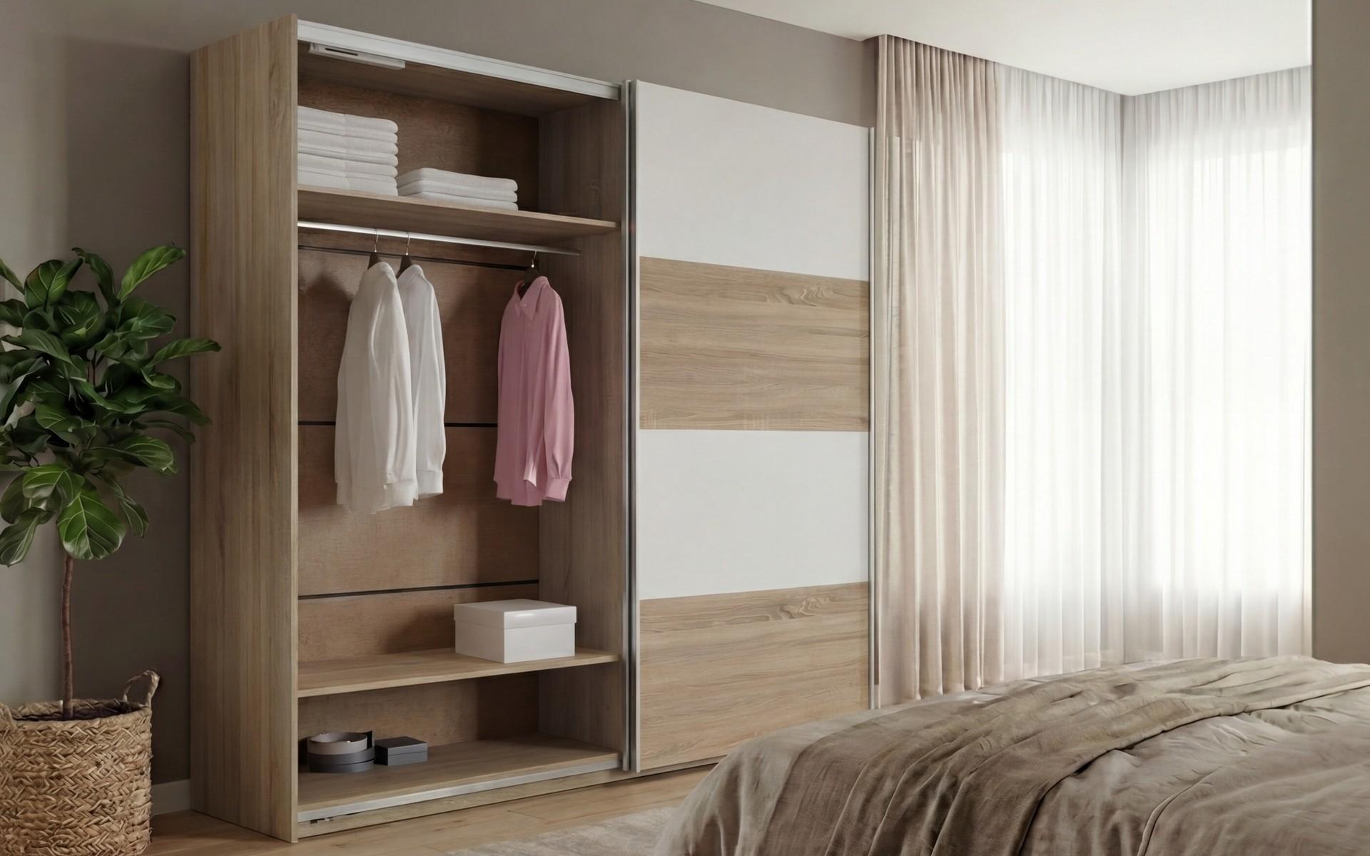 Wardrobe with sliding doors Tandem, Sonoma oak + white  4