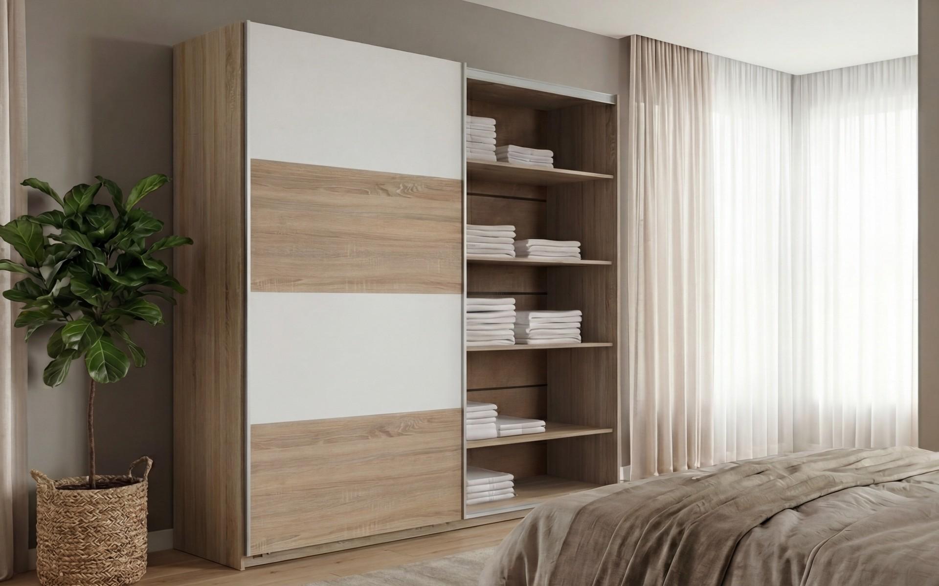 Wardrobe with sliding doors Tandem, Sonoma oak + white  5