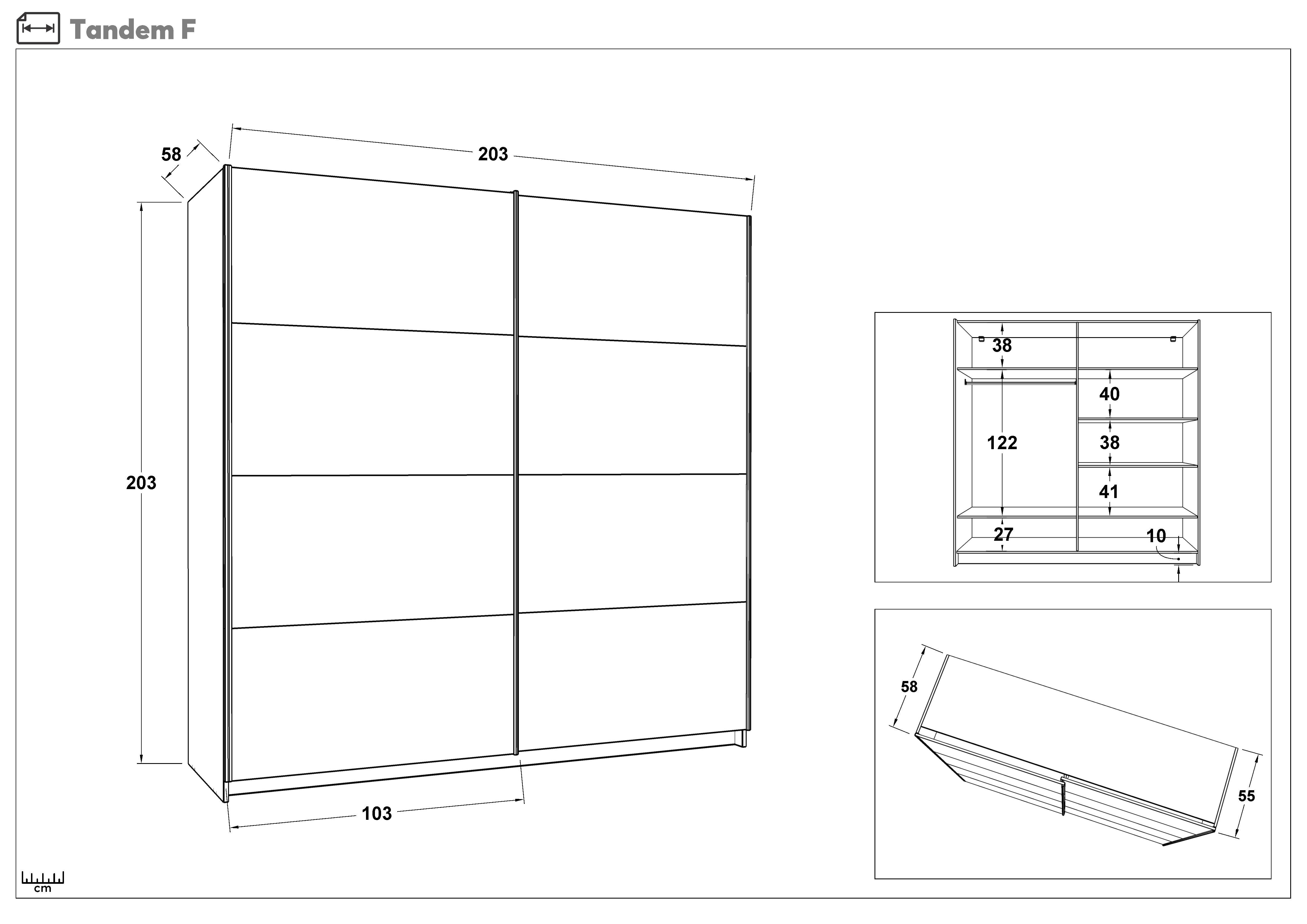Wardrobe with sliding doors Tandem, Sonoma oak + white  2