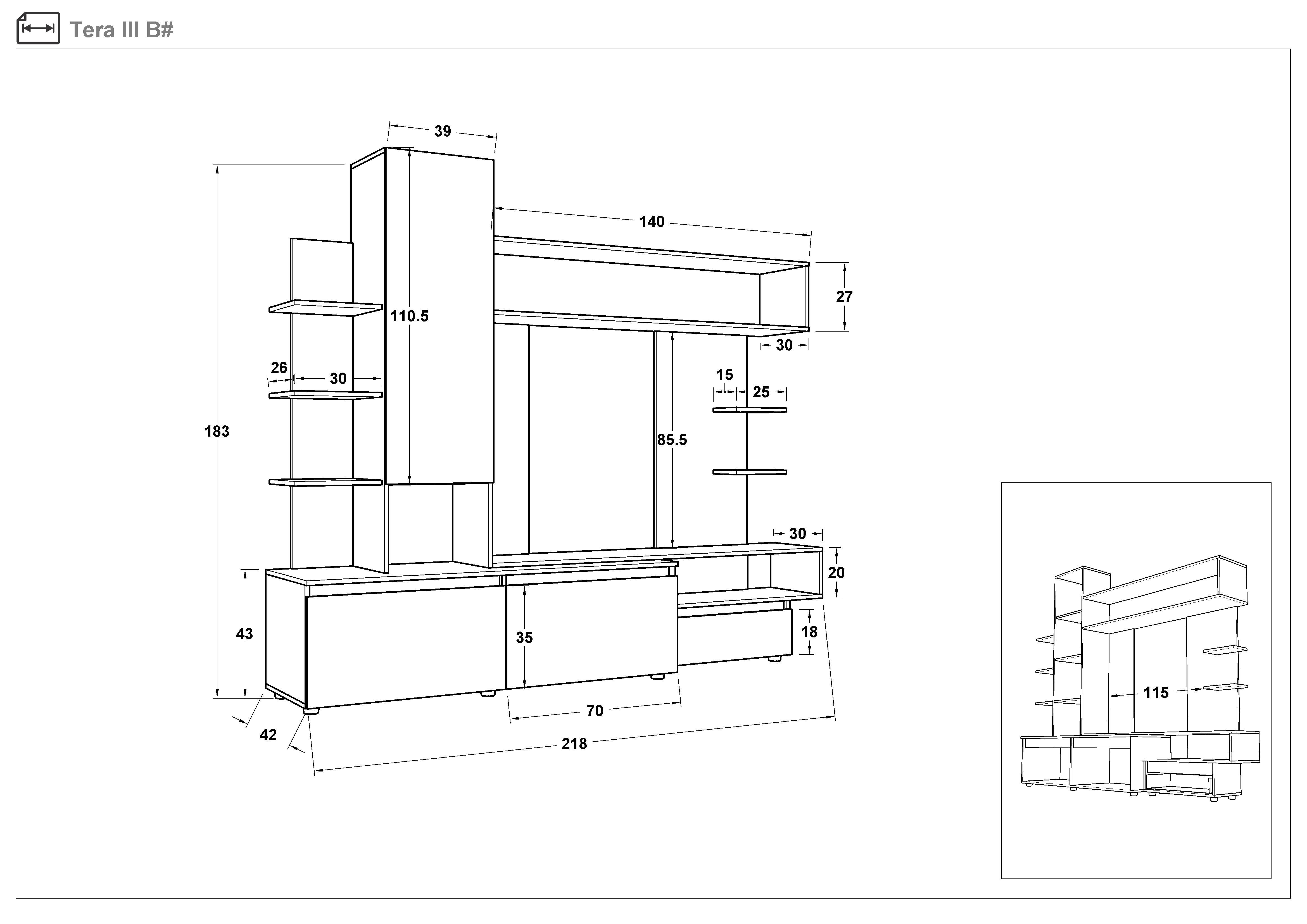 Shelf unit Terra, Evoke oak + Magma  2