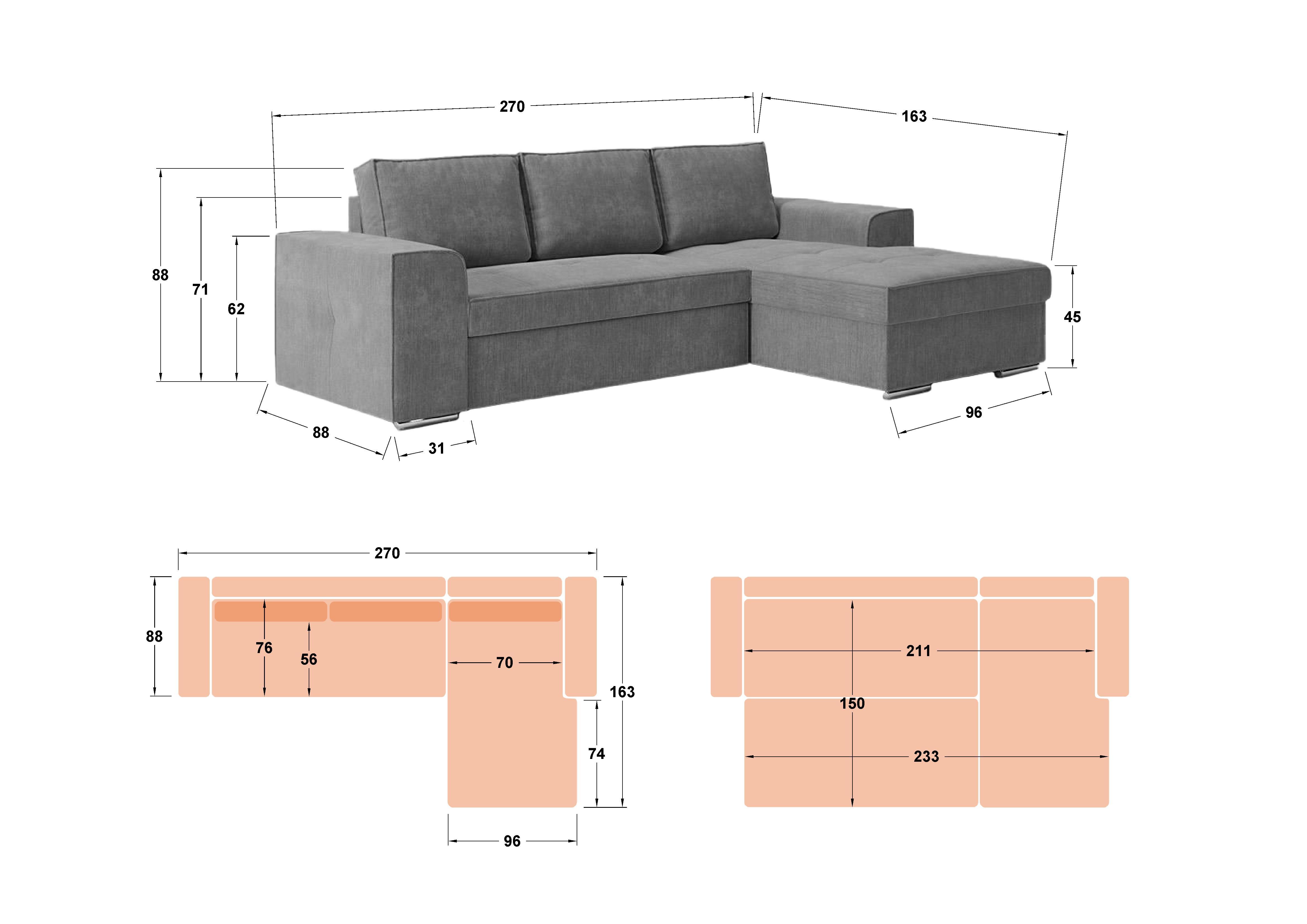 Extendable corner sofa Tivoli, beige  2