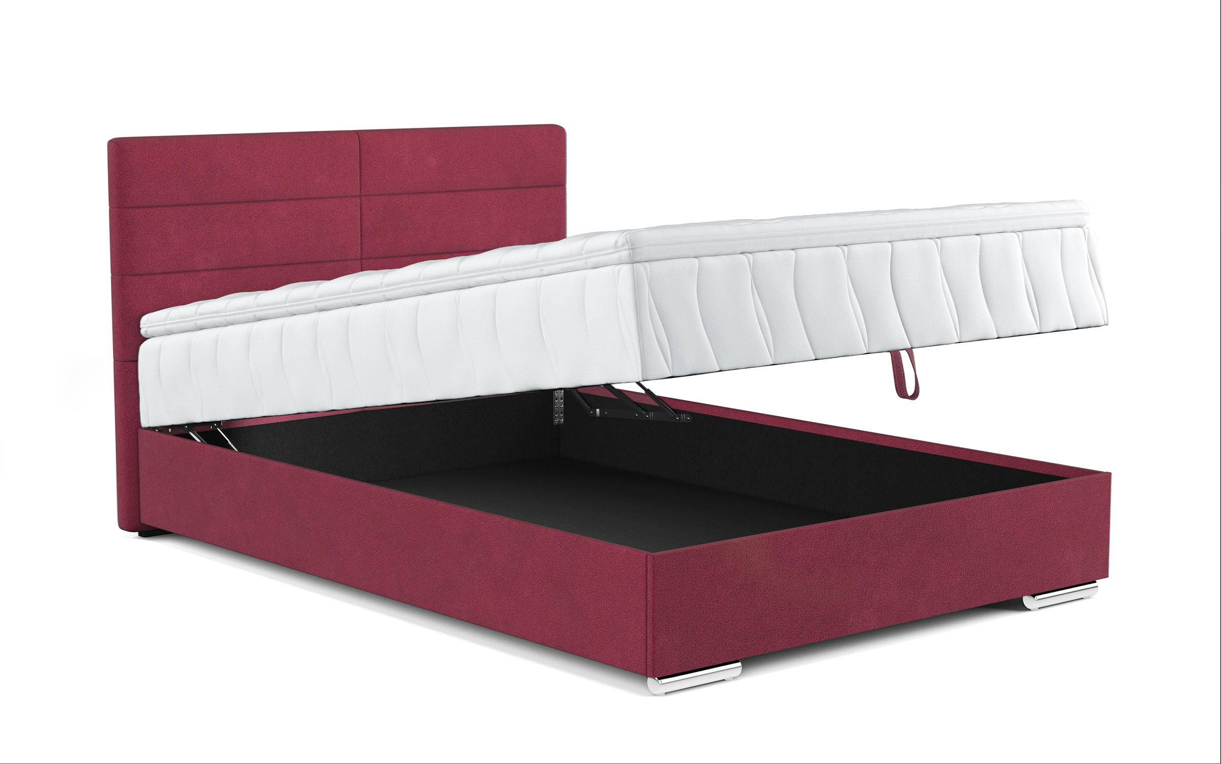 Double bed Box Spring + mattress topper 140/200 Vindy, burgundy  6
