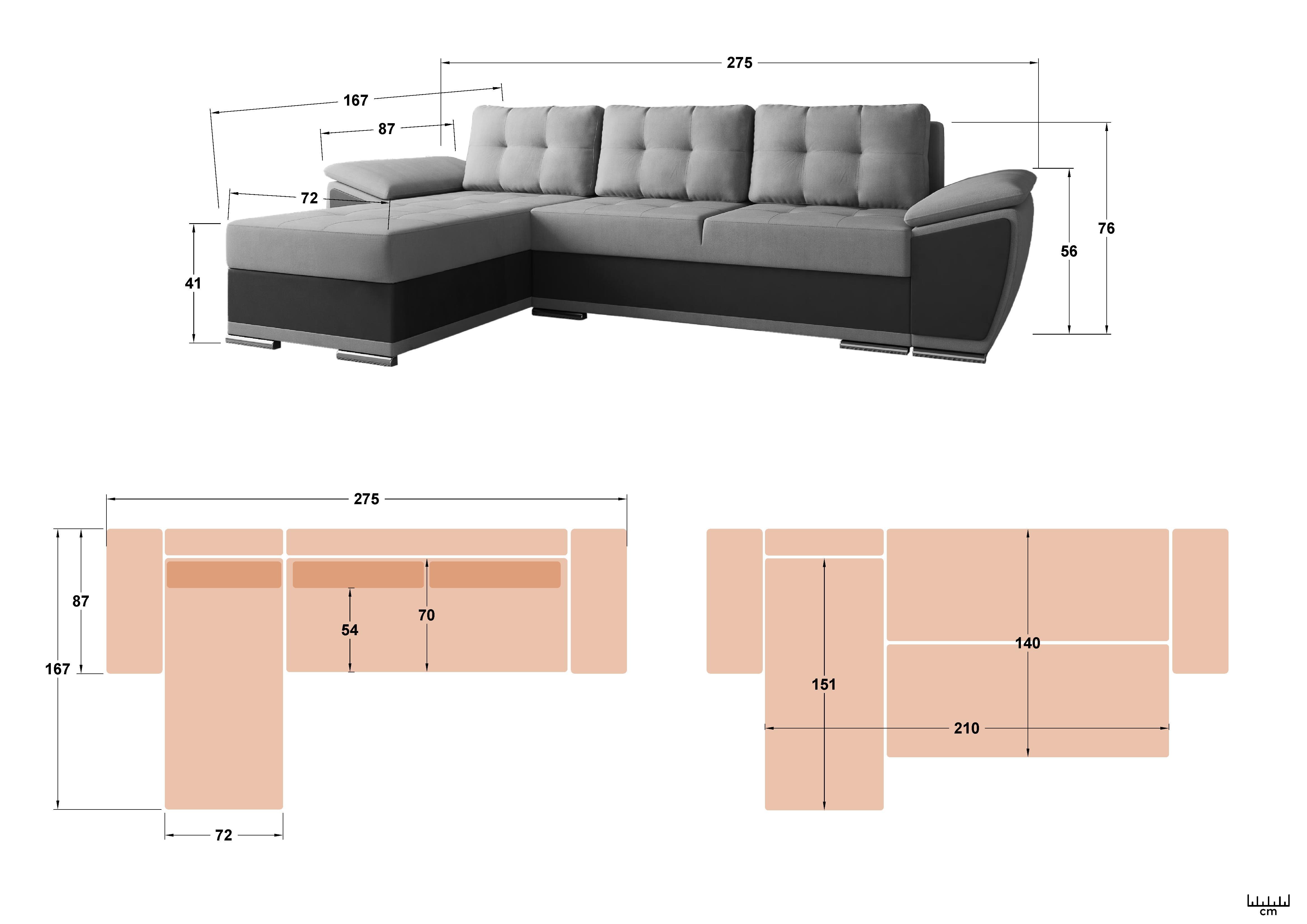 Extendable corner sofa Tonino, dark brown + beige leather  2