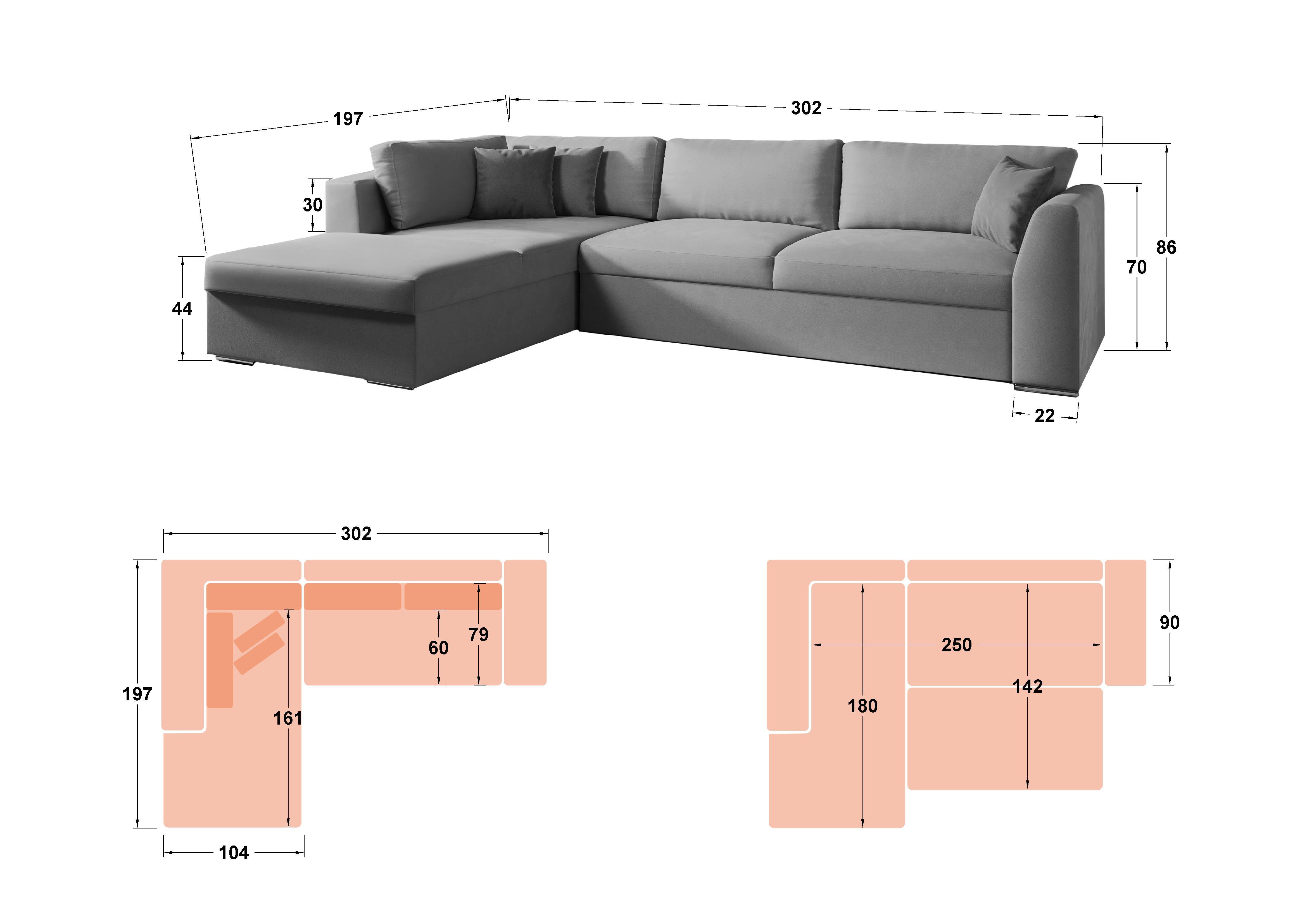 Extendable corner sofa Toscana Supreme, white  2