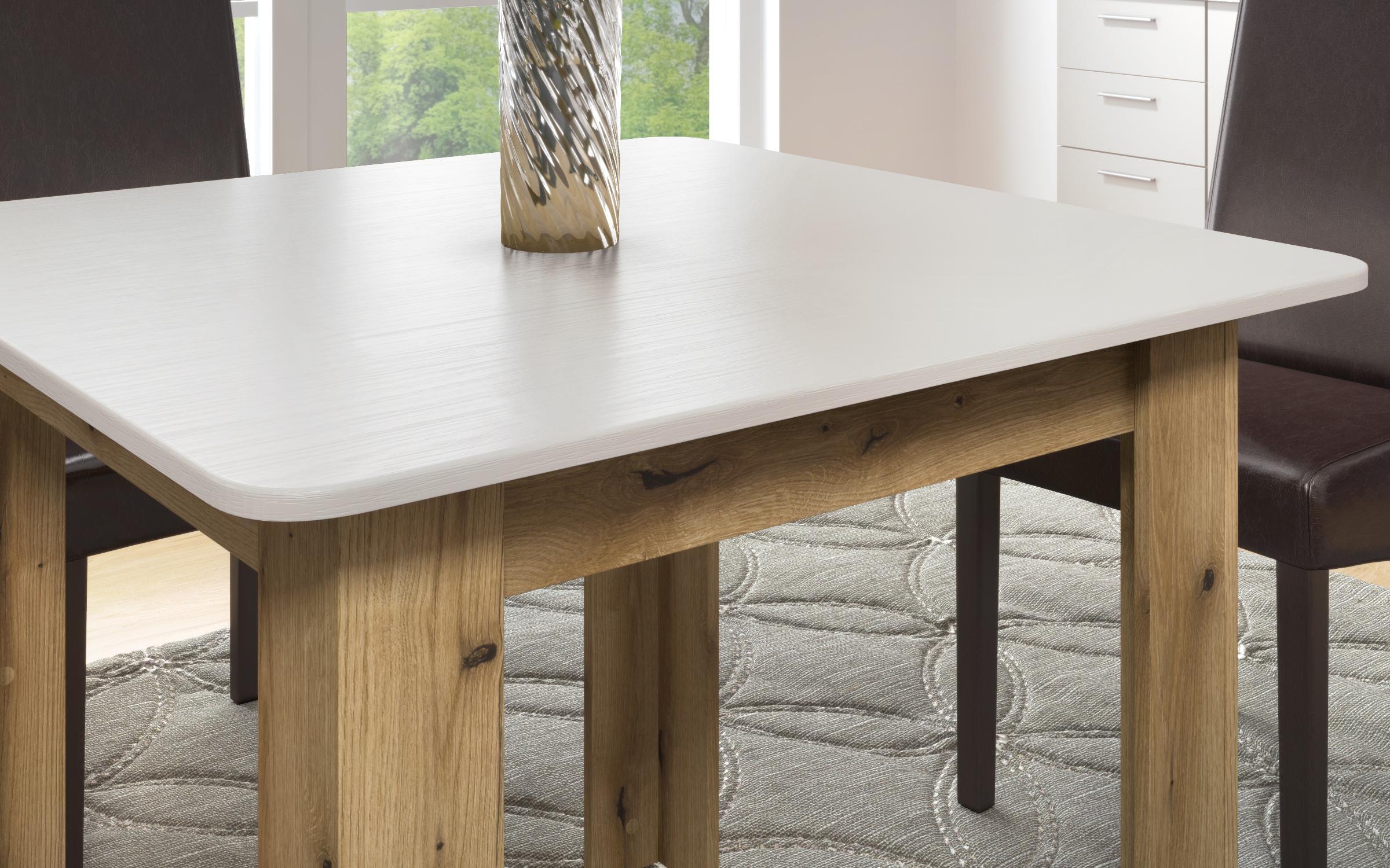 Sample Dining table, Evoke oak + Aspen white  2