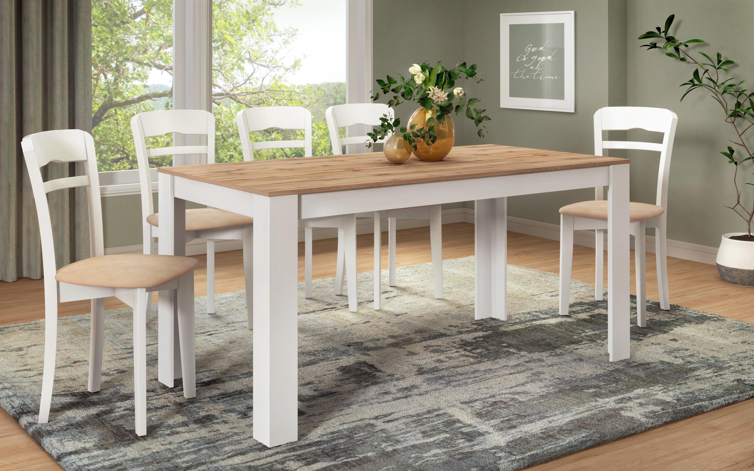 Dining table Samoa 160, Wotan oak + white  1
