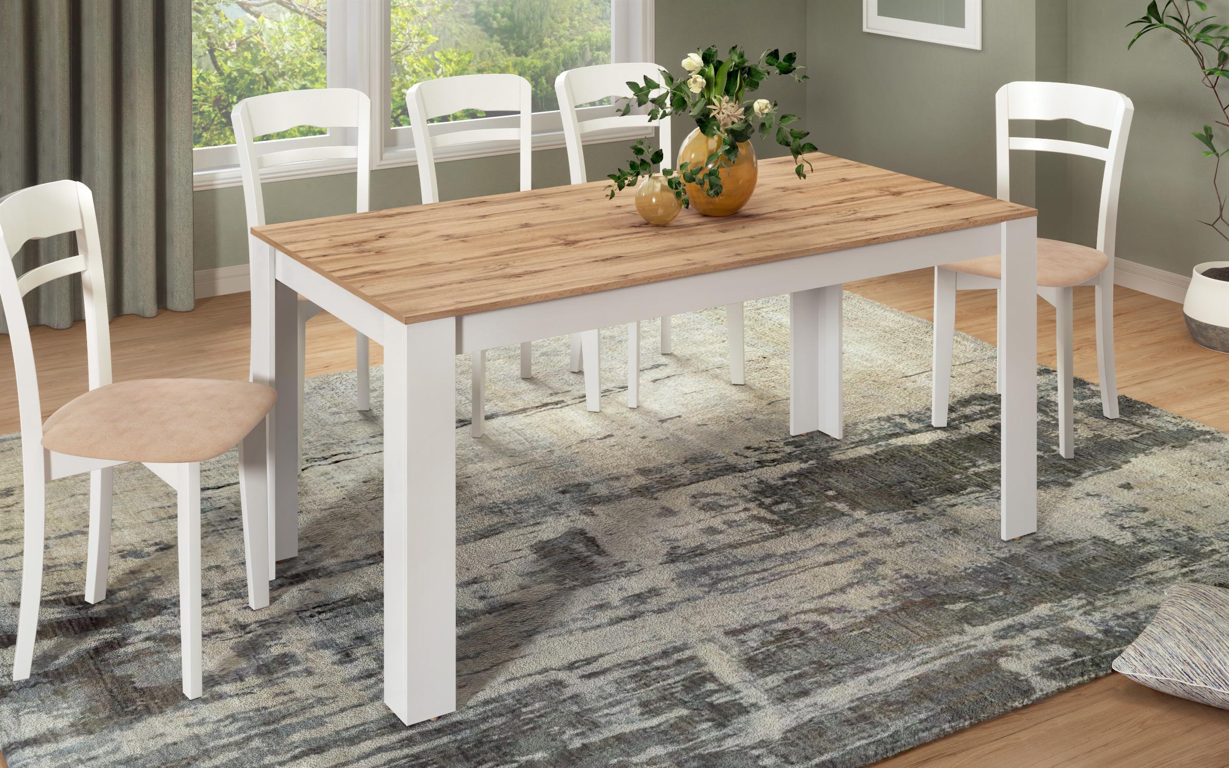 Dining table Samoa 160, Wotan oak + white  4