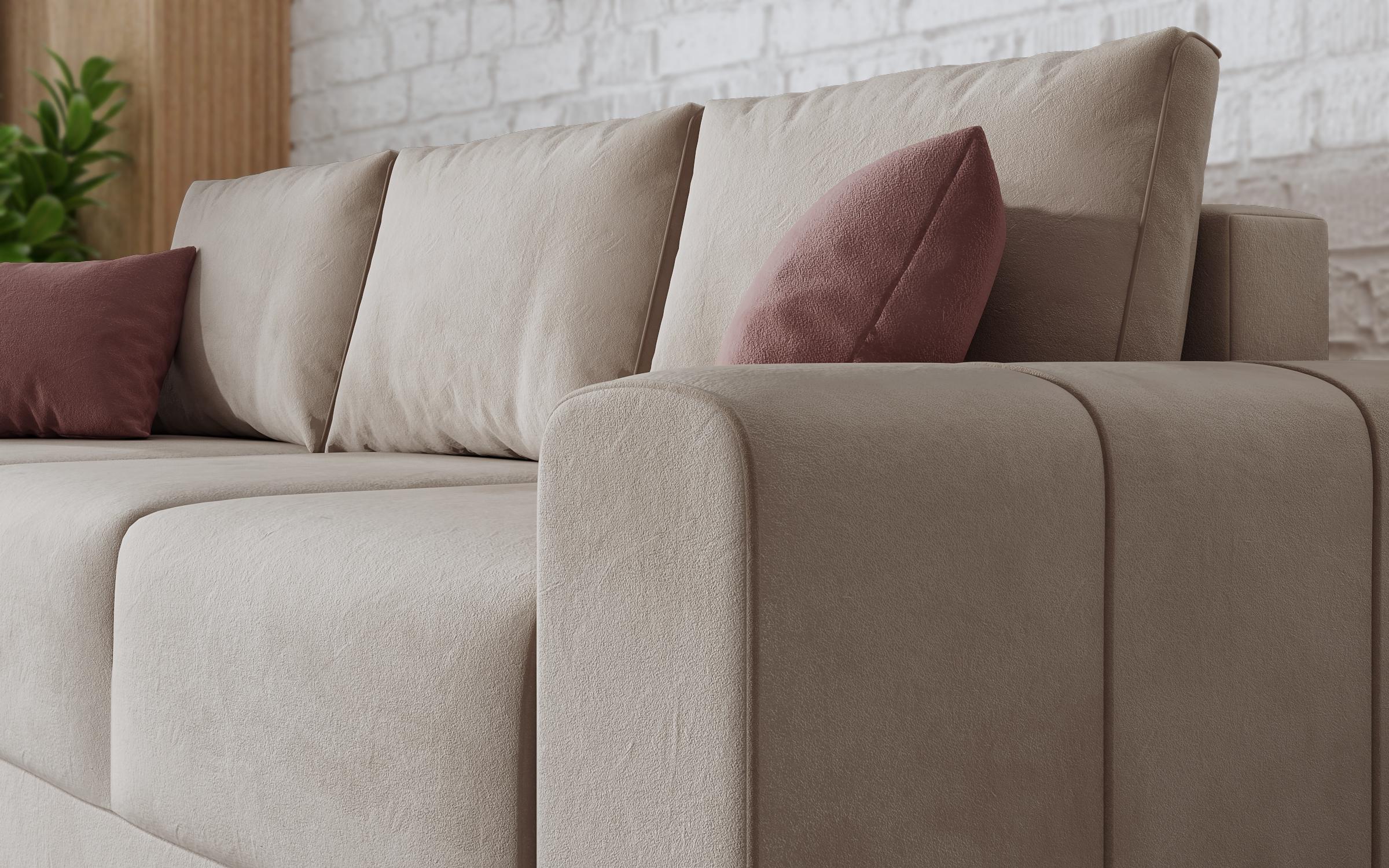 Extendable three-seater sofa Ego, beige + pink  4