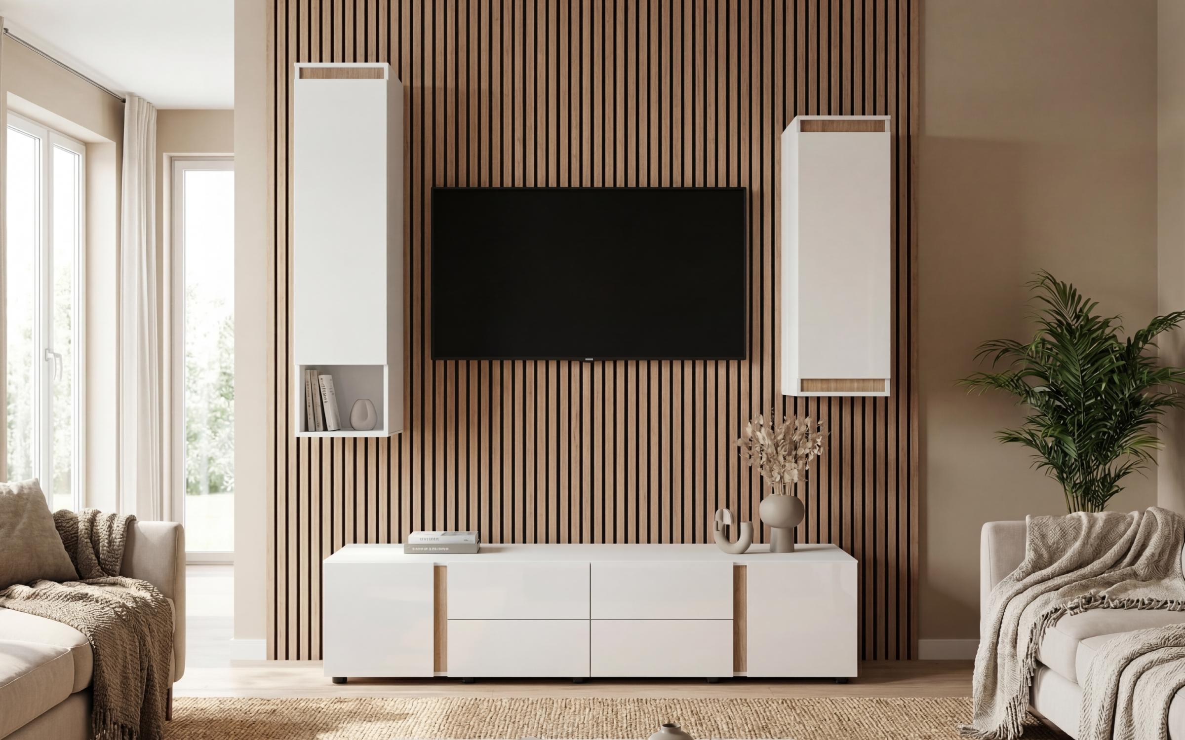 Cabinet Omonia V2, white gloss + Sonoma oak  3