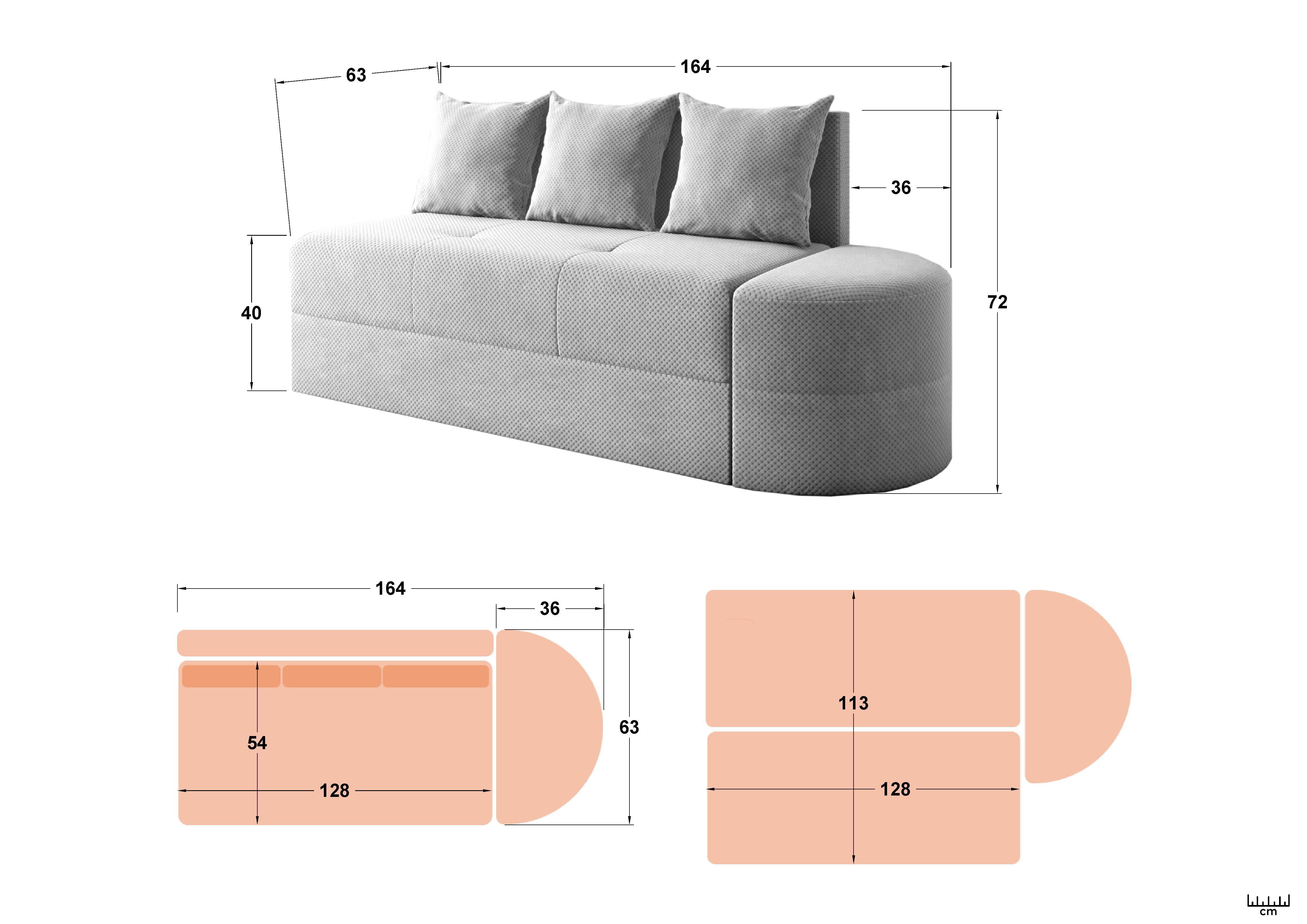 Sofa + ottoman Ugo, beige  2