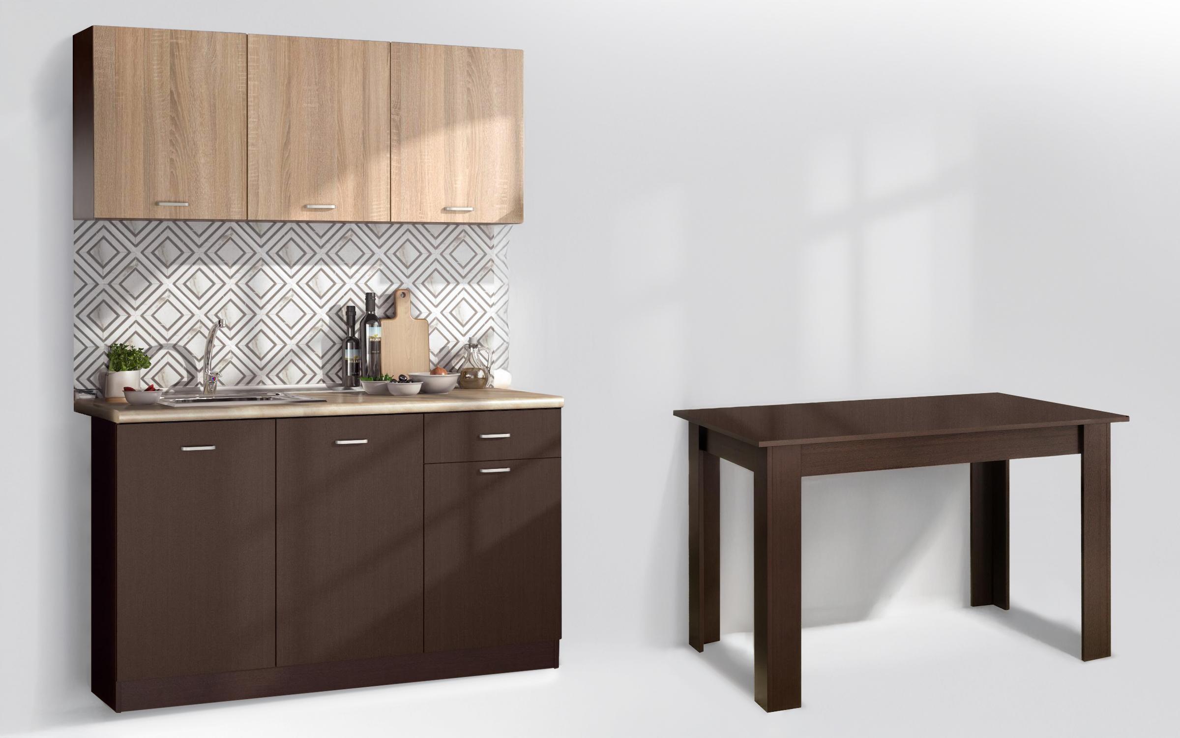 Kitchen set Kitchen Lora 5 + dining table, Wenge + Sonoma oak  1
