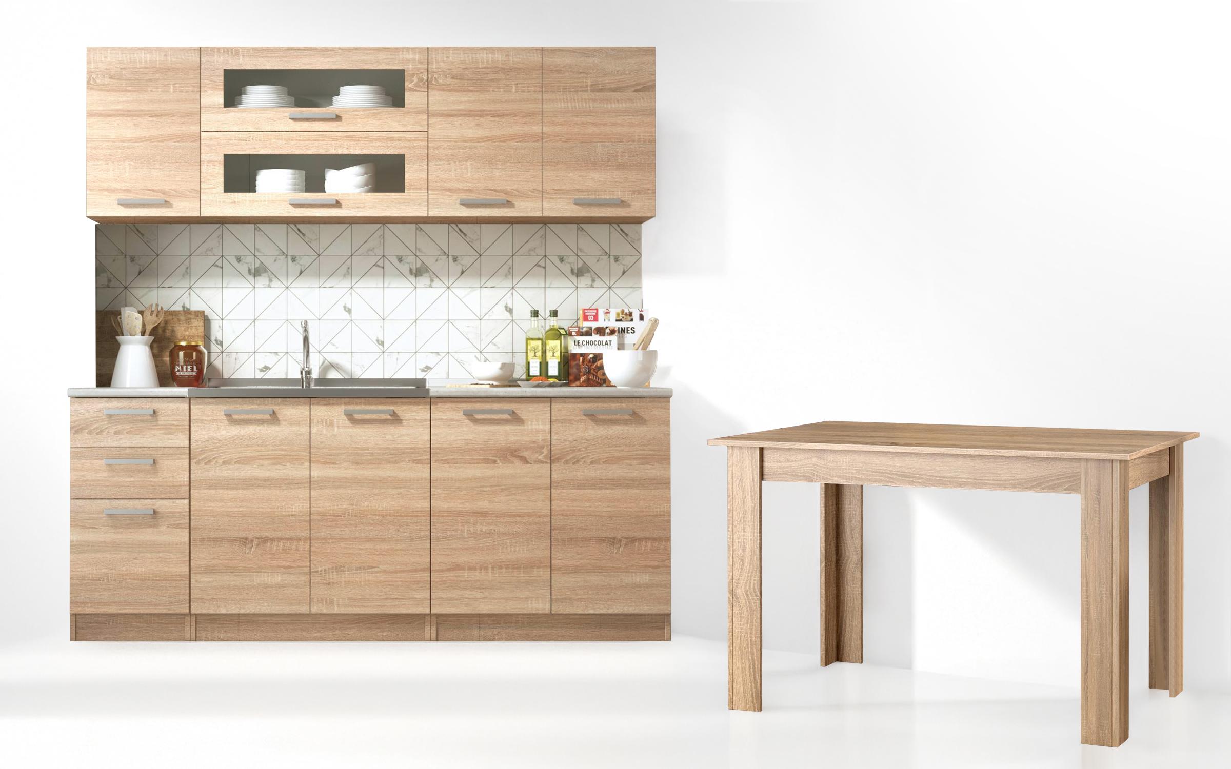 Kitchen with included thermo countertop + dining table Darina, Sonoma oak  1