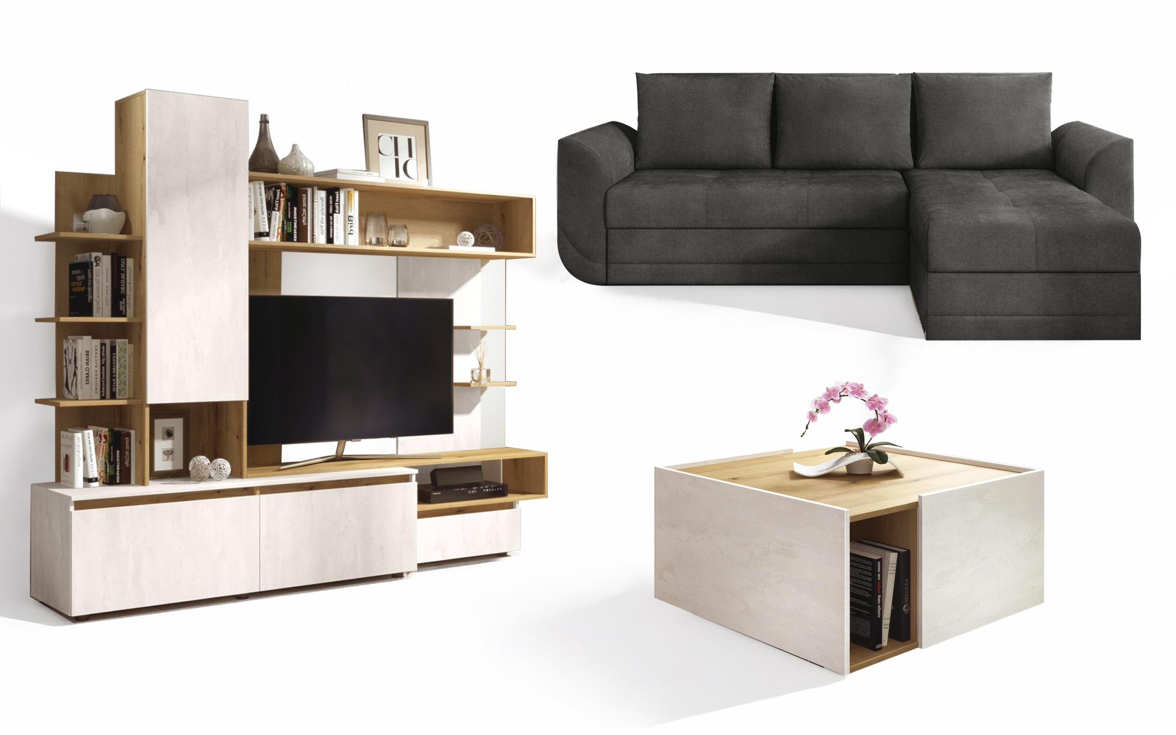 Living room set Modus, grey + Silk + Evoke oak  1
