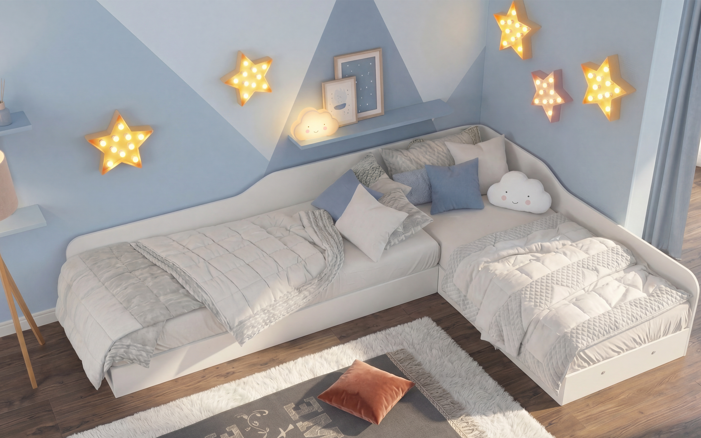 Corner beds 82/190 Valens, white  4
