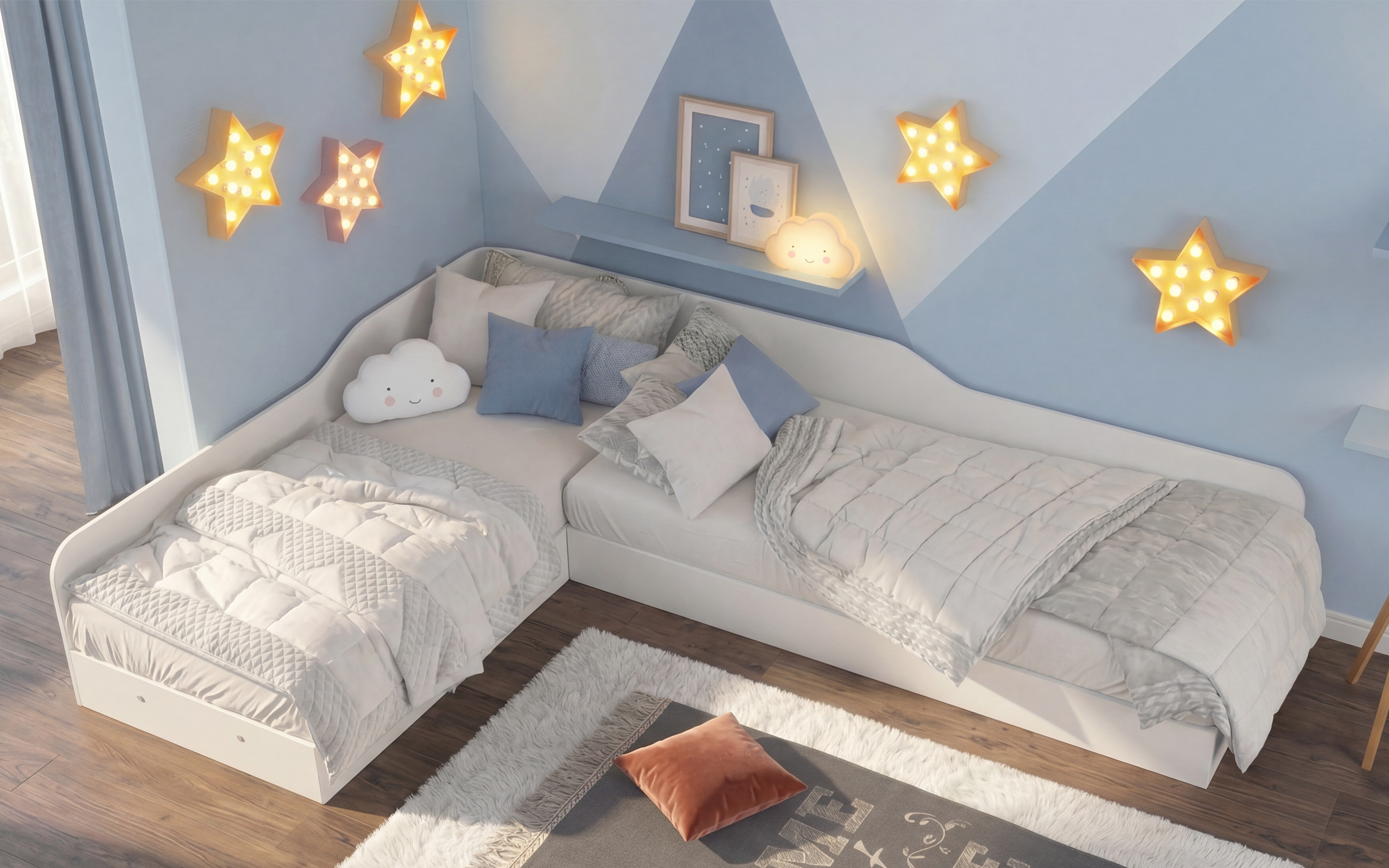 Corner beds 82/190 Valens, white  3