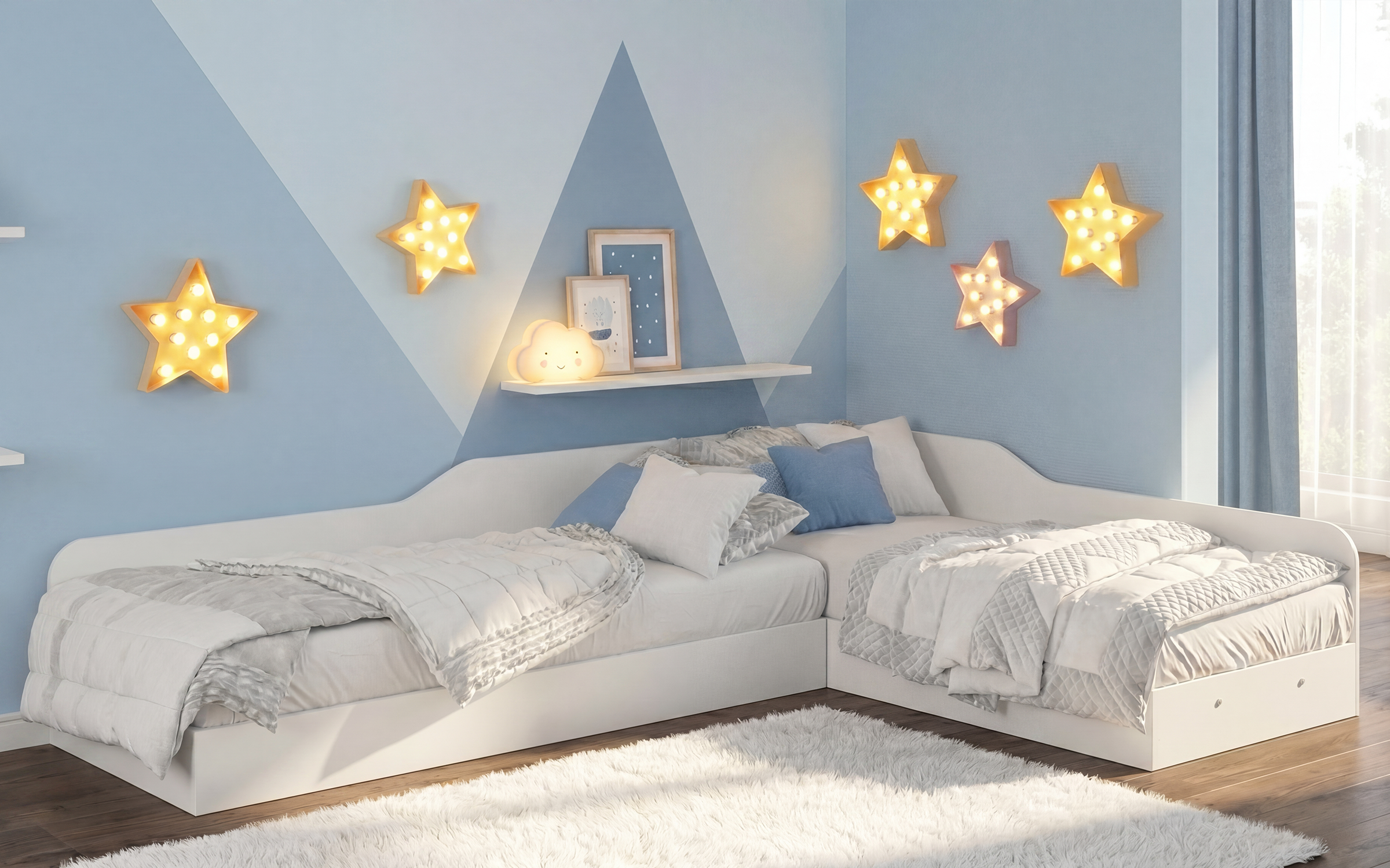 Corner beds 82/190 Valens, white  1