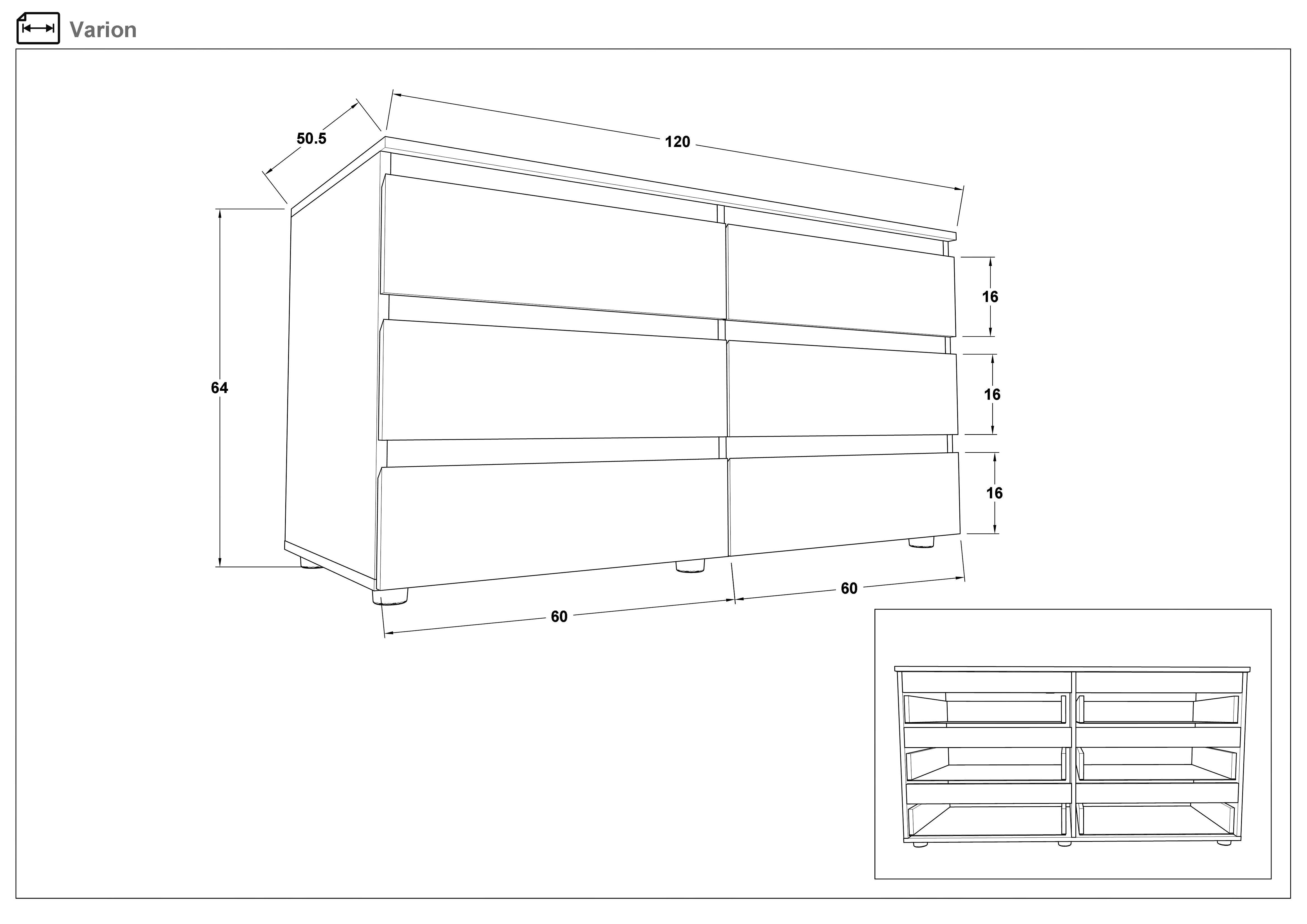 Dresser Varion, Evoke oak + white gloss  2