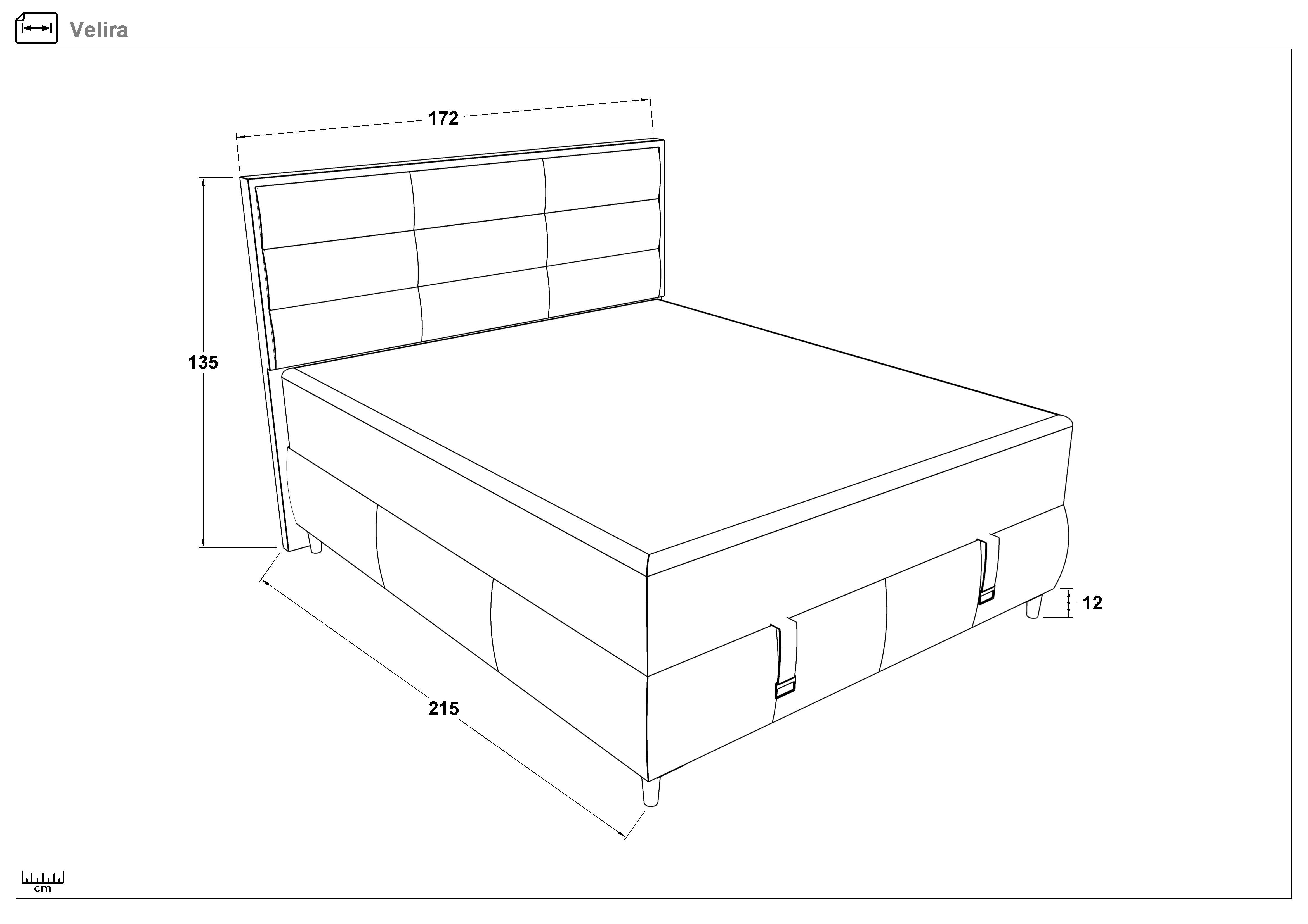 Double bed Box Spring 160/200 Velira + mattress, grey  2