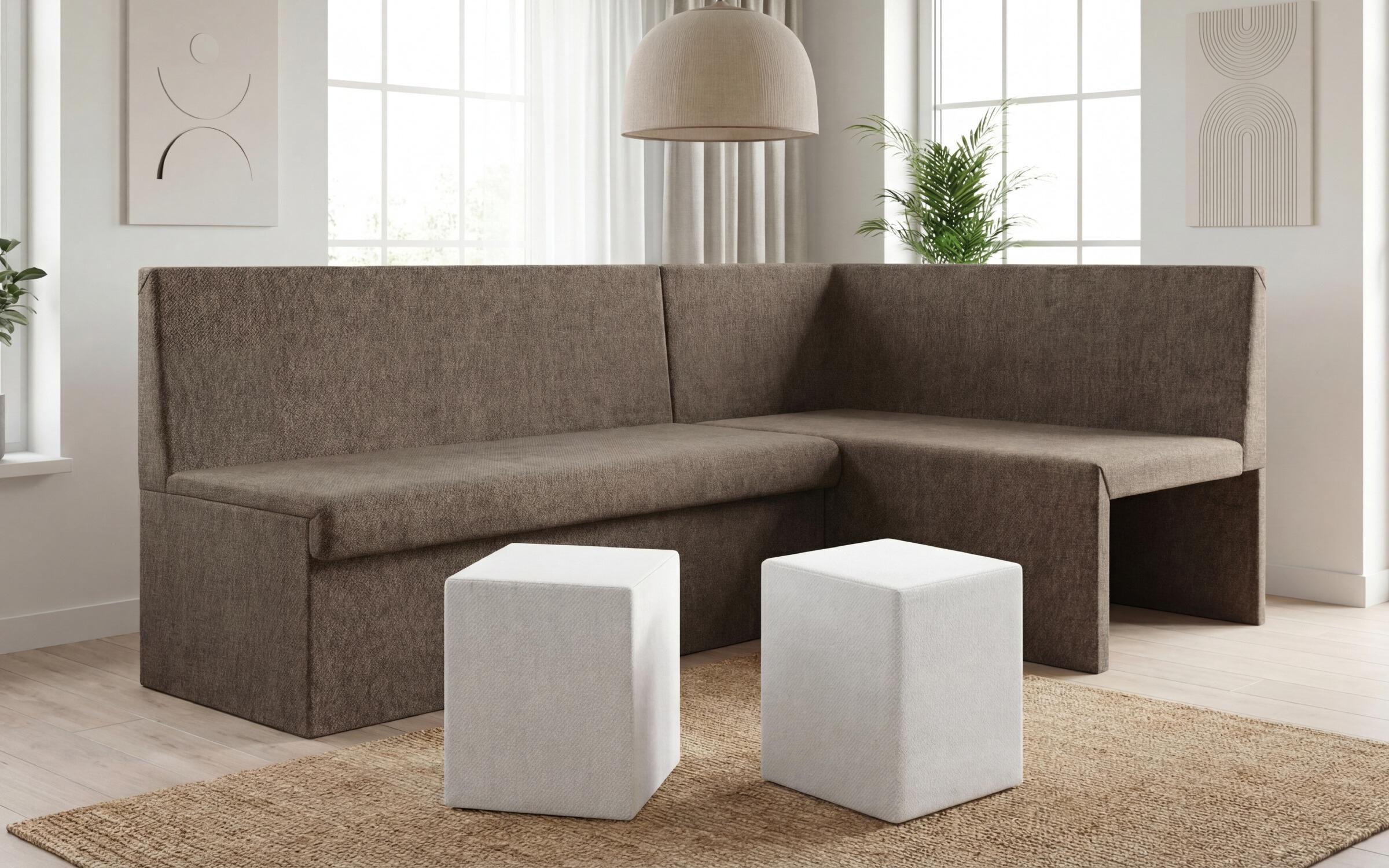 Extendable kitchen corner + 2 ottomans Venturo, dark beige + light beige  4