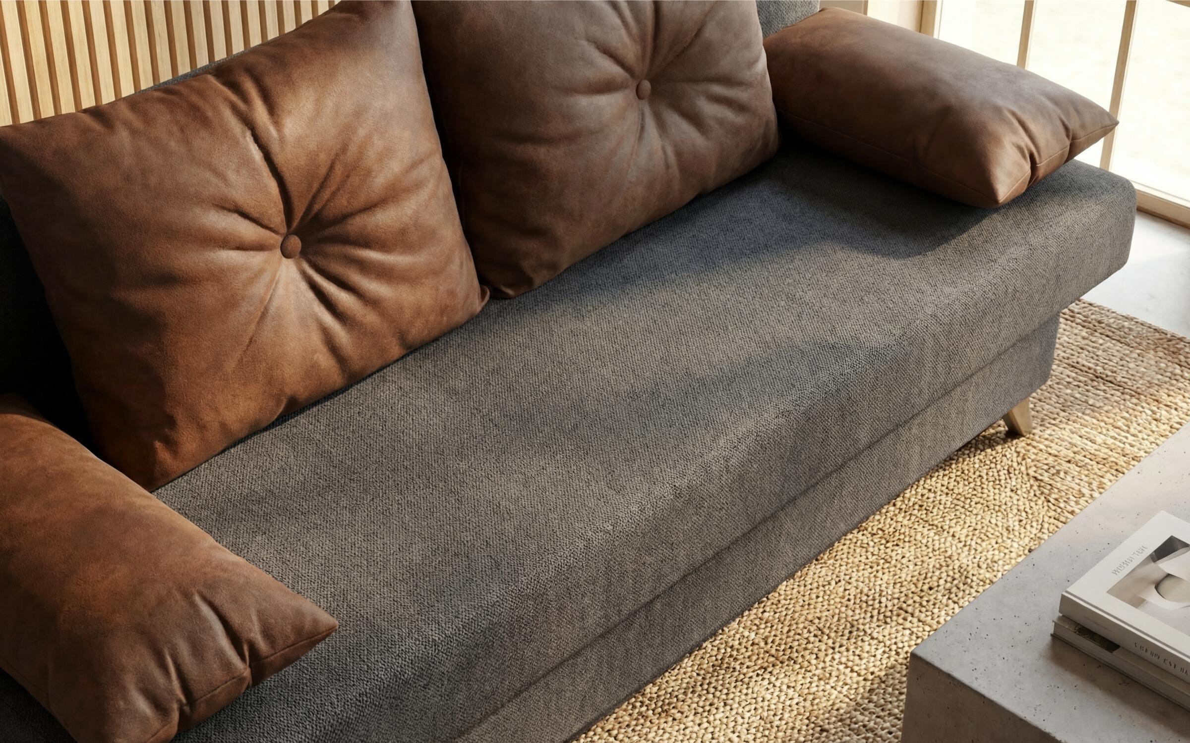Extendable sofa Victorio, graphite + dark brown  4
