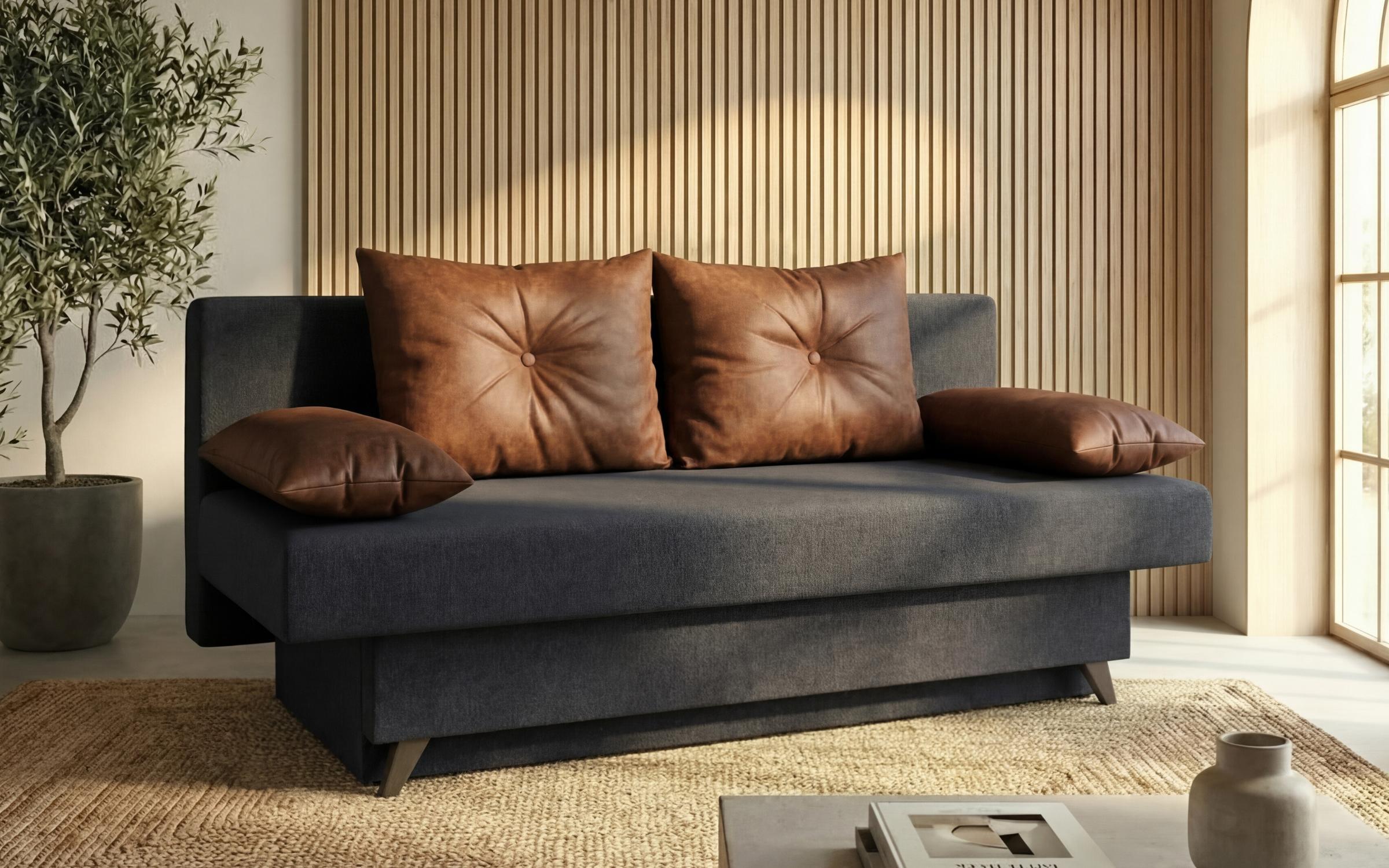 Extendable sofa Victorio, graphite + dark brown  3