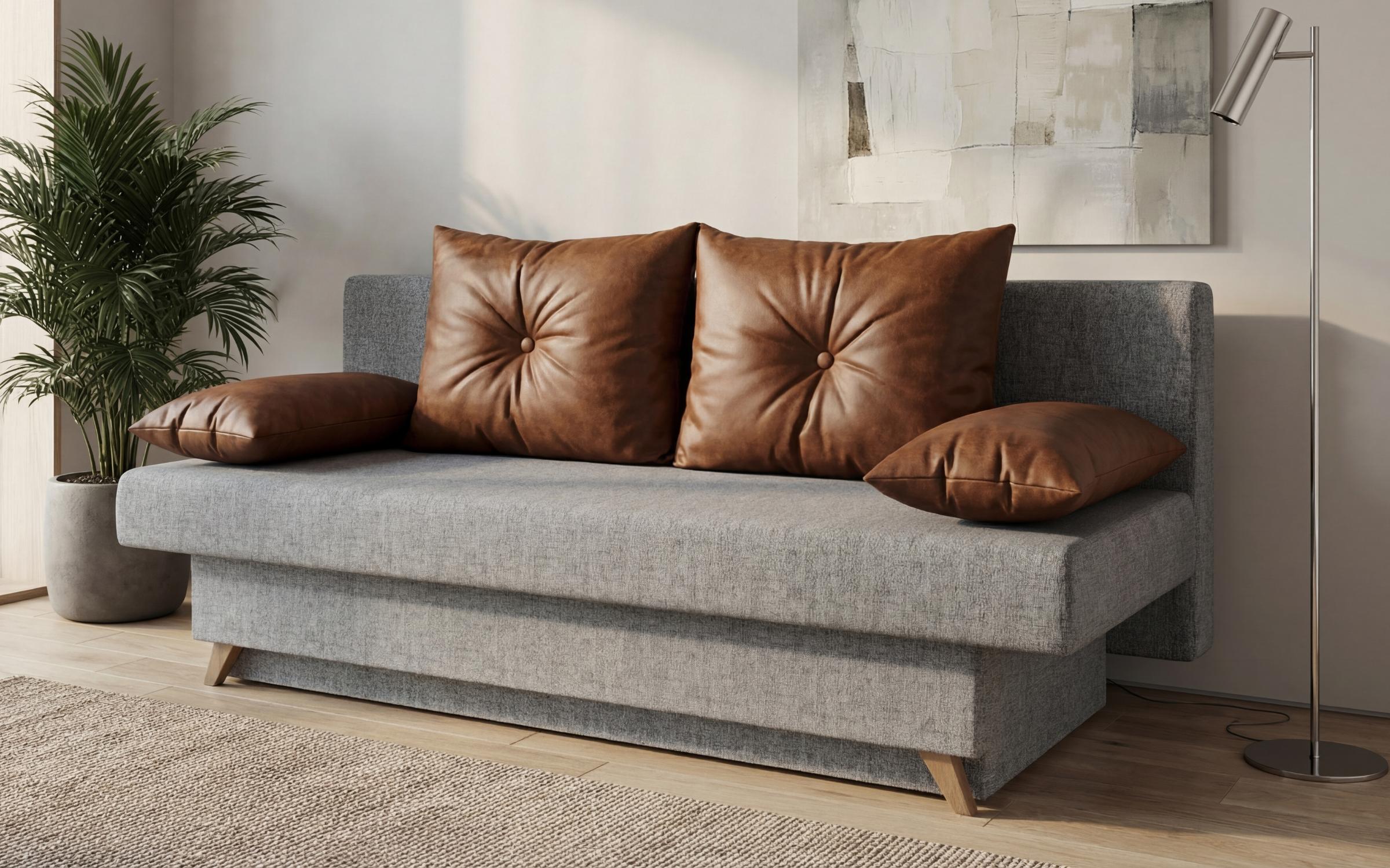 Extendable sofa Victorio, grey + brown  4