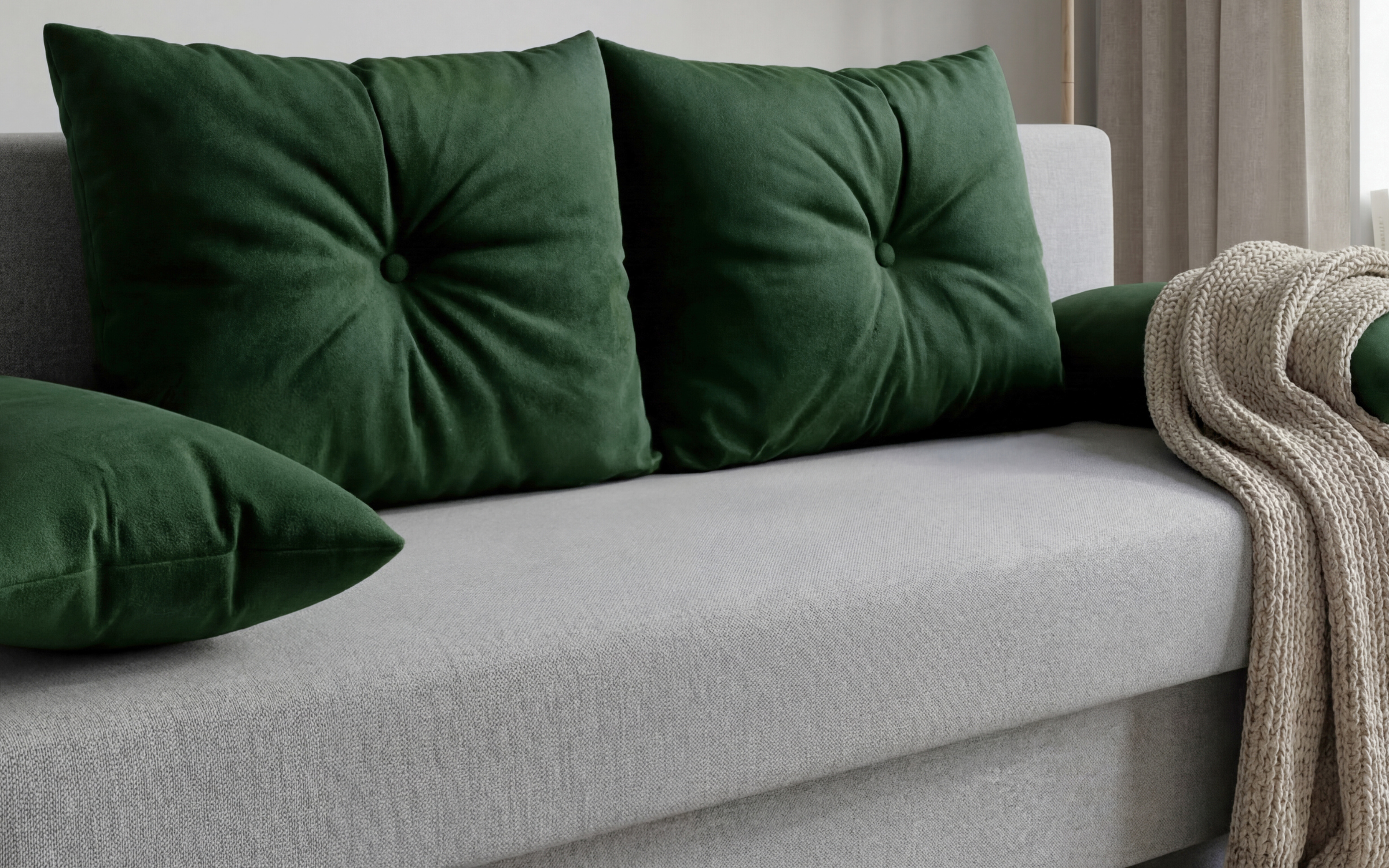 Extendable sofa Victorio, light grey + green  5