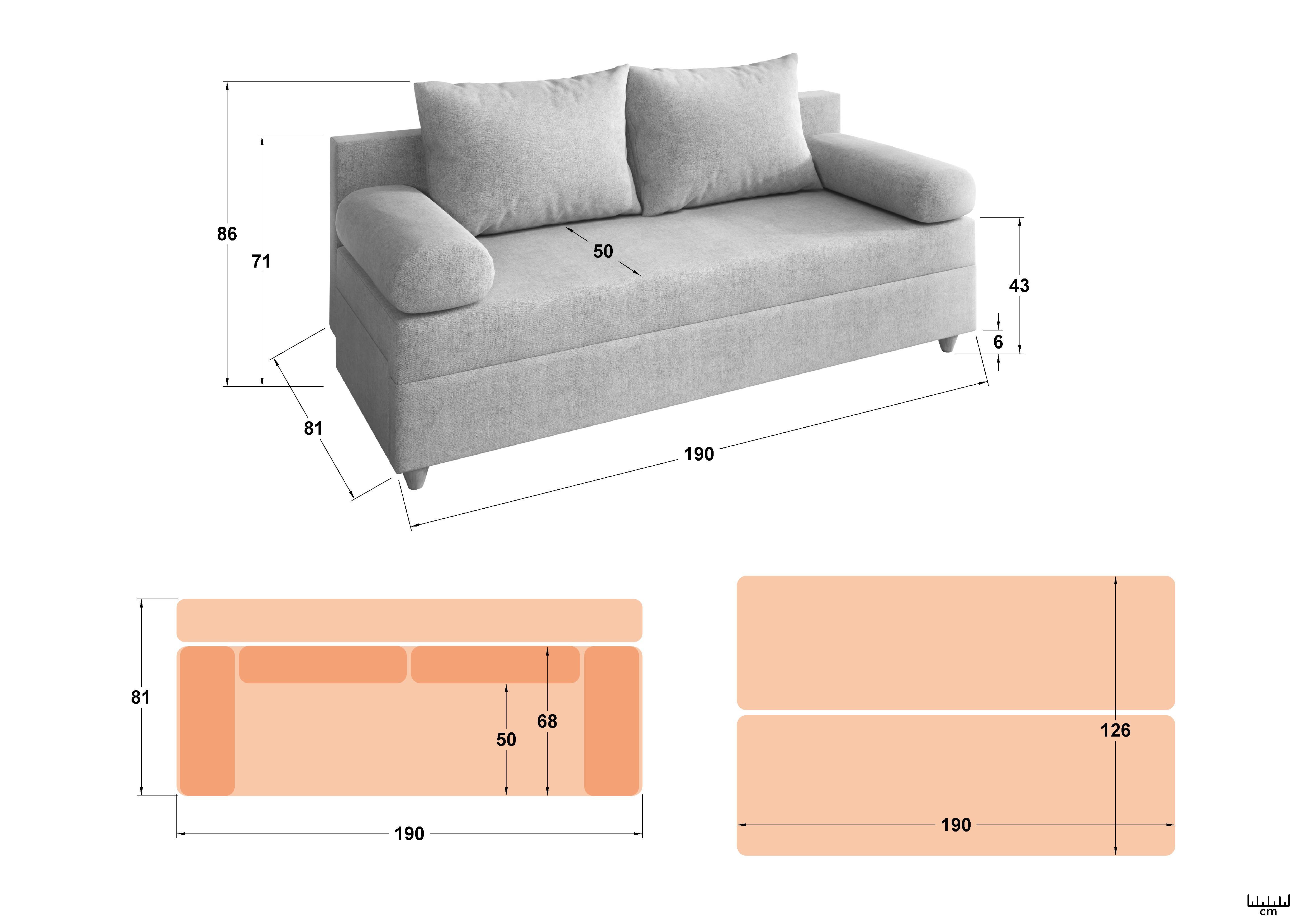 Extendable sofa Vitaro, light beige  2