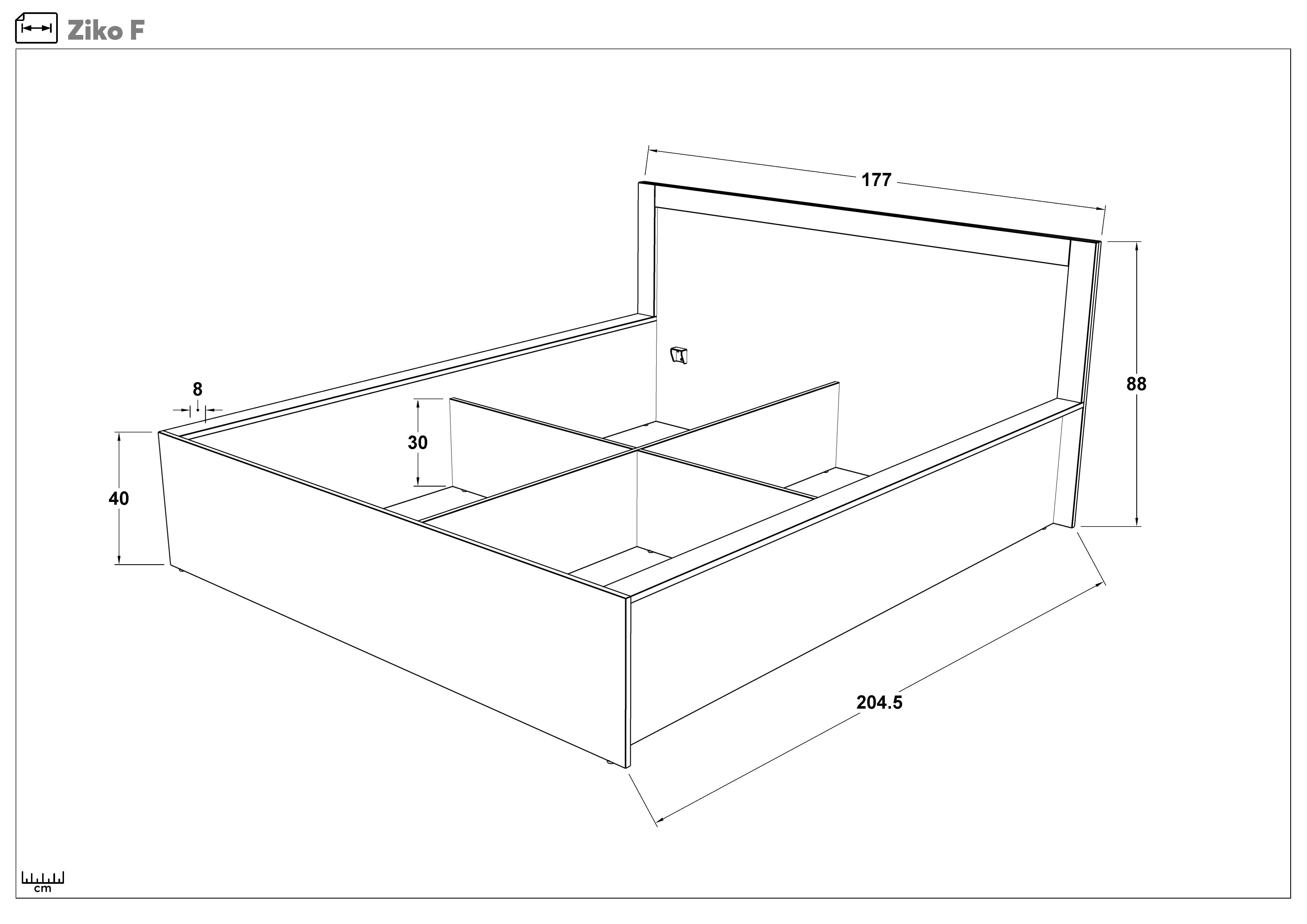 Double bed for mattress 160/200 Ziko, white  2