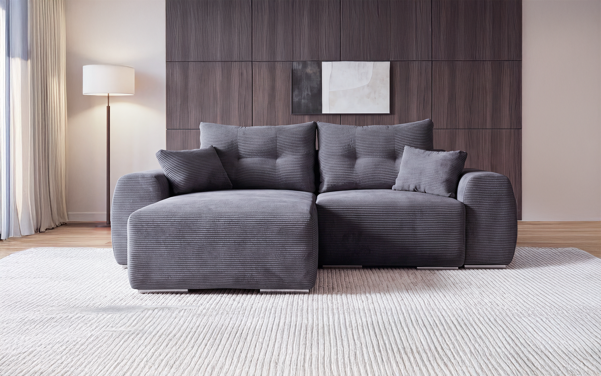 Extendable corner sofa Apollo Spring S, grey  1