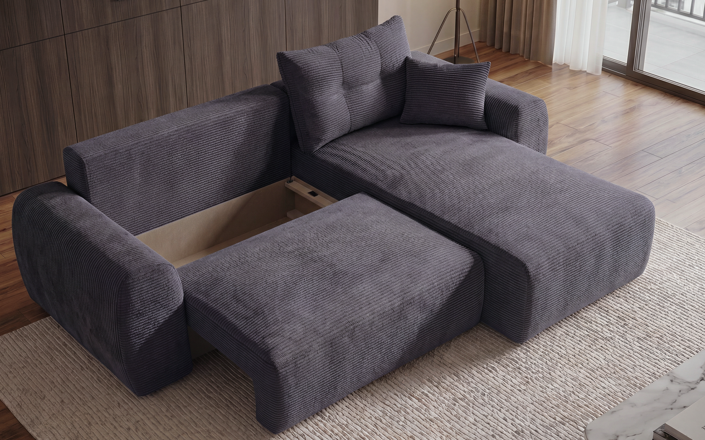 Extendable corner sofa Apollo Spring S, grey  2