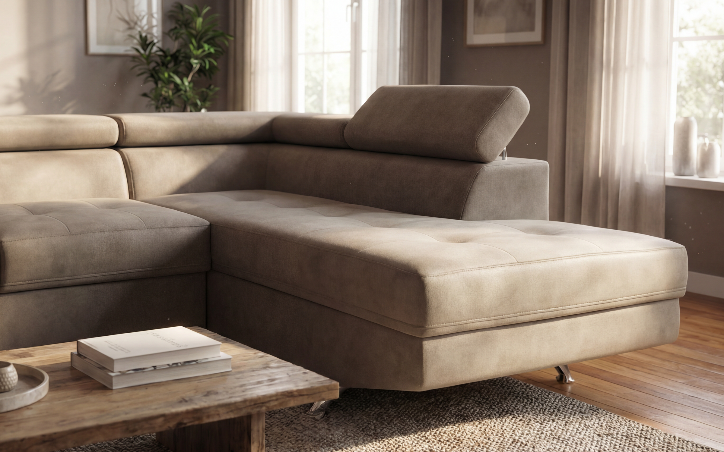 Extendable corner sofa Bark M, dark beige  4