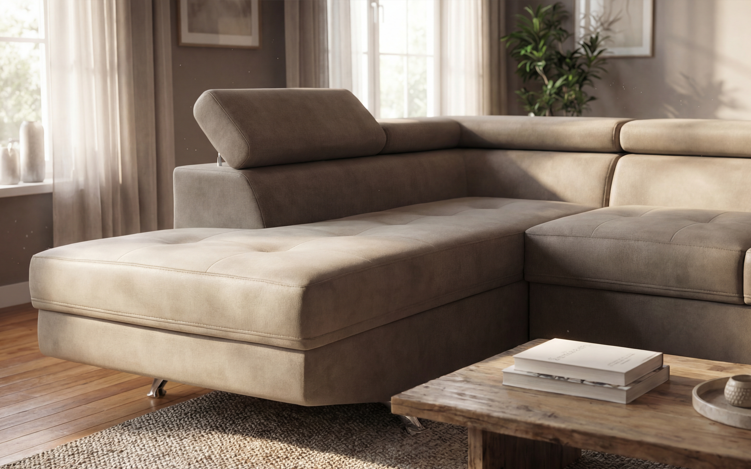 Extendable corner sofa Bark M, dark beige  4