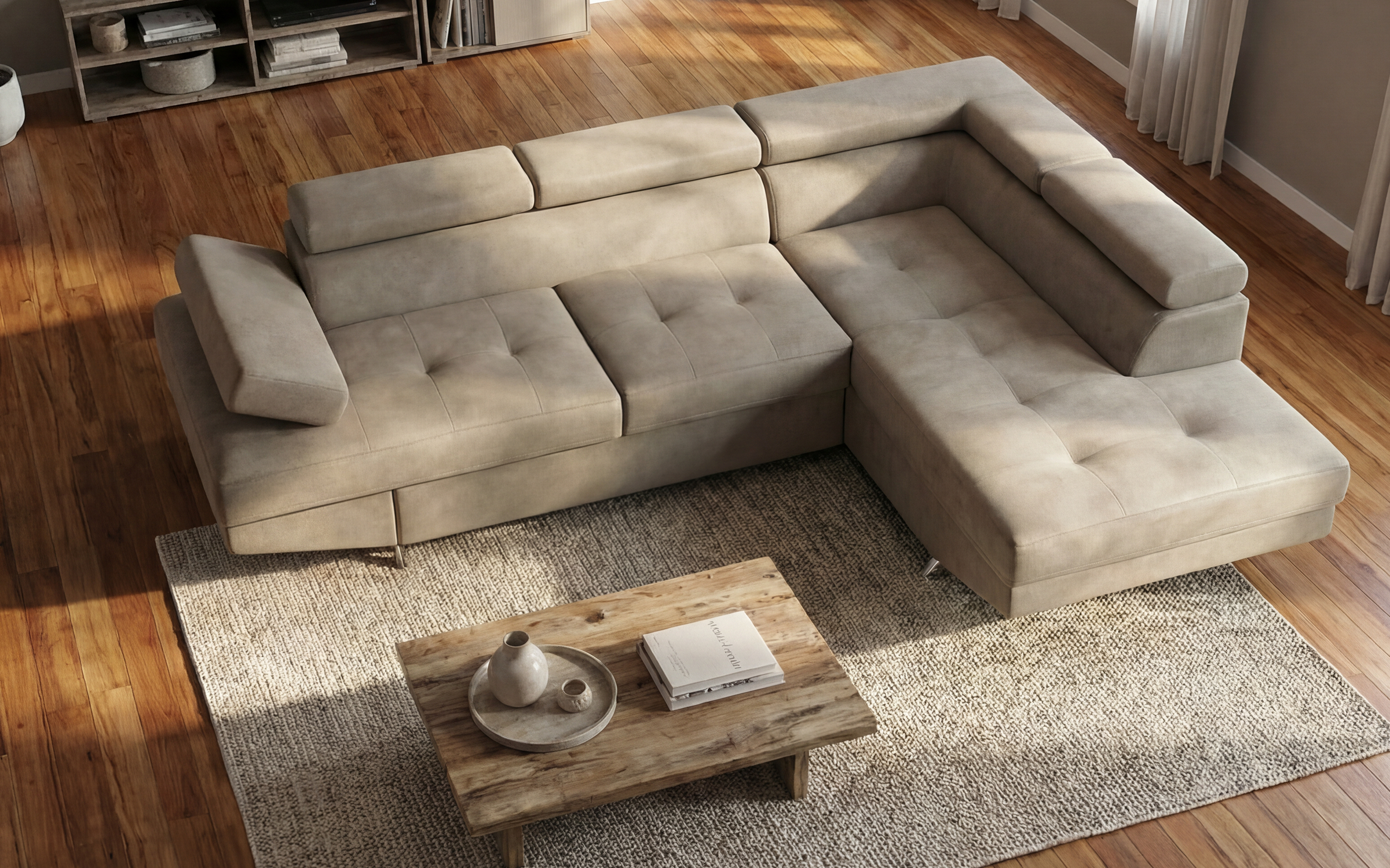 Extendable corner sofa Bark M, dark beige  5