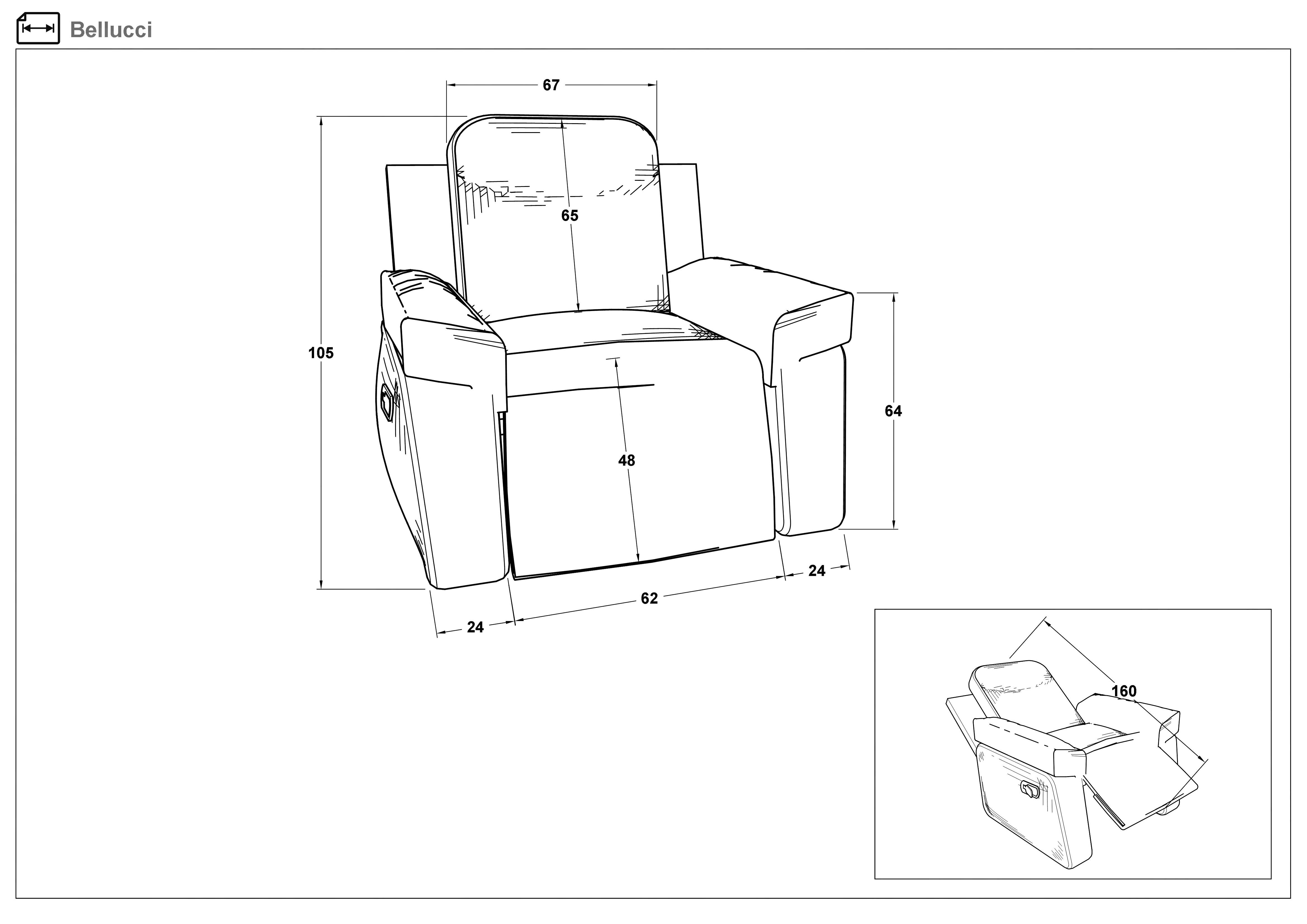 Armchair recliner /with manual mechanism/ Bellucci, grey  2