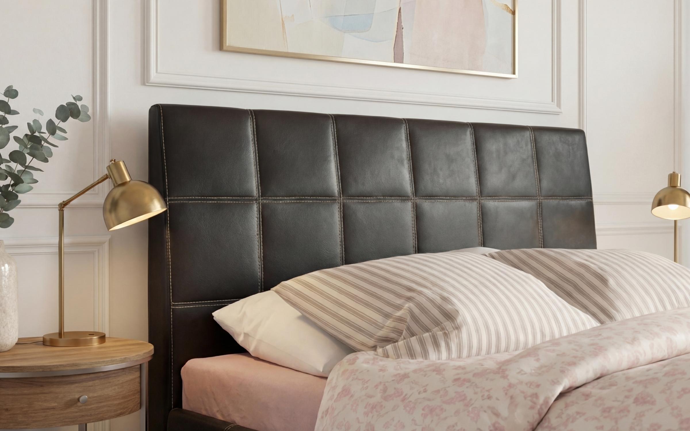 Upholstered double bed for mattress 160/200 Kalina, black  5