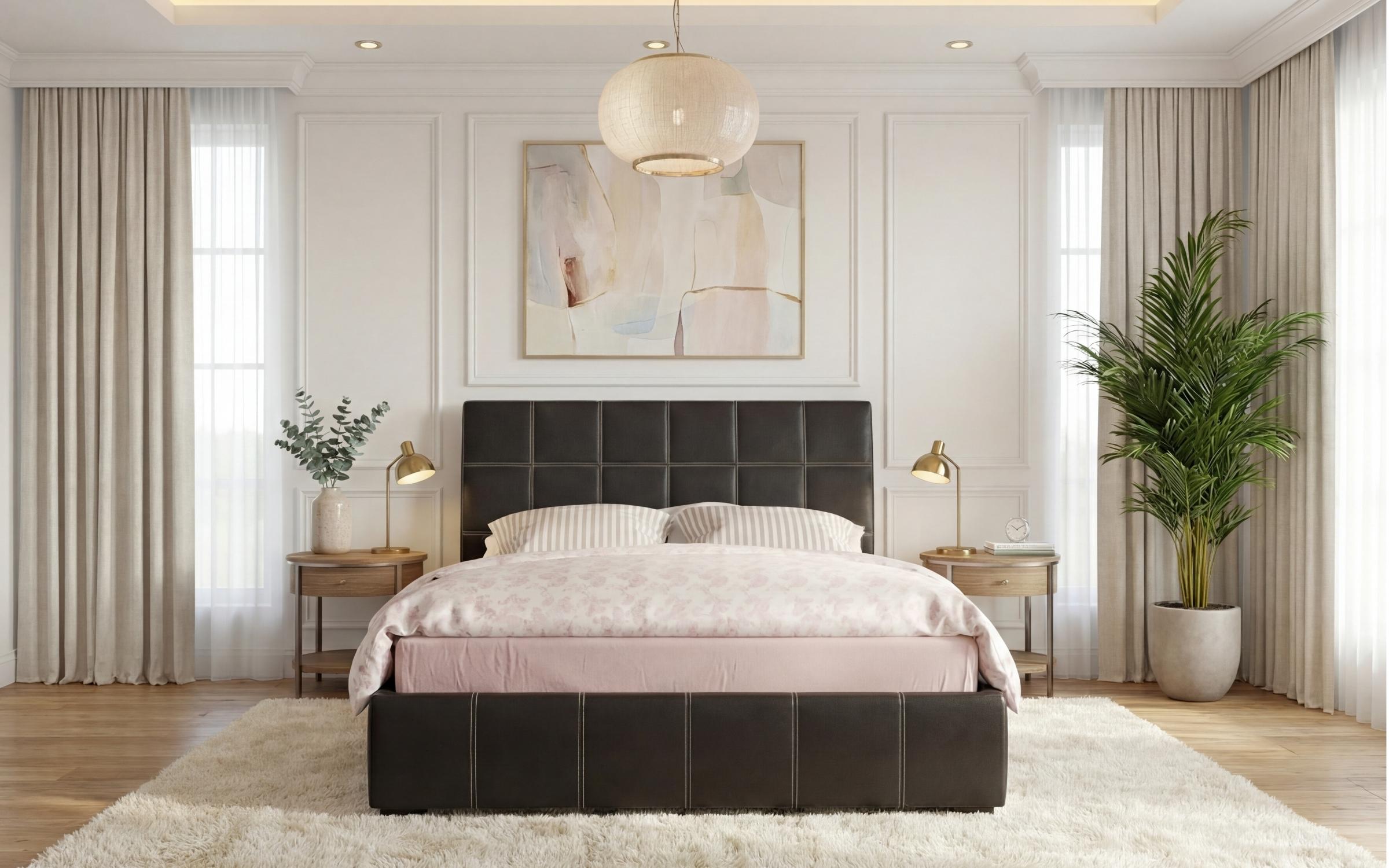 Upholstered double bed for mattress 160/200 Kalina, black  3