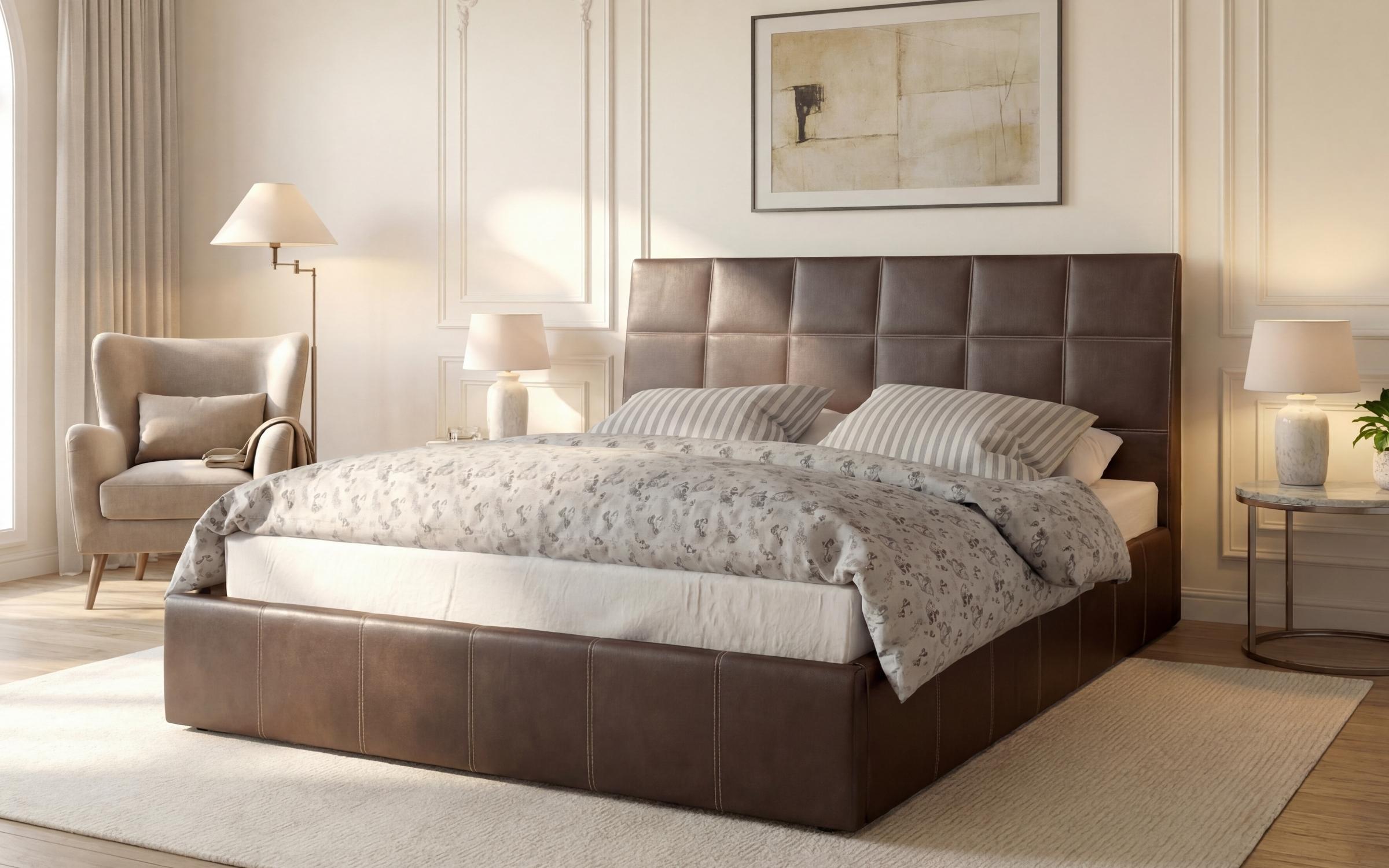 Upholstered double bed for mattress 160/200 Kalina, Wenge  3