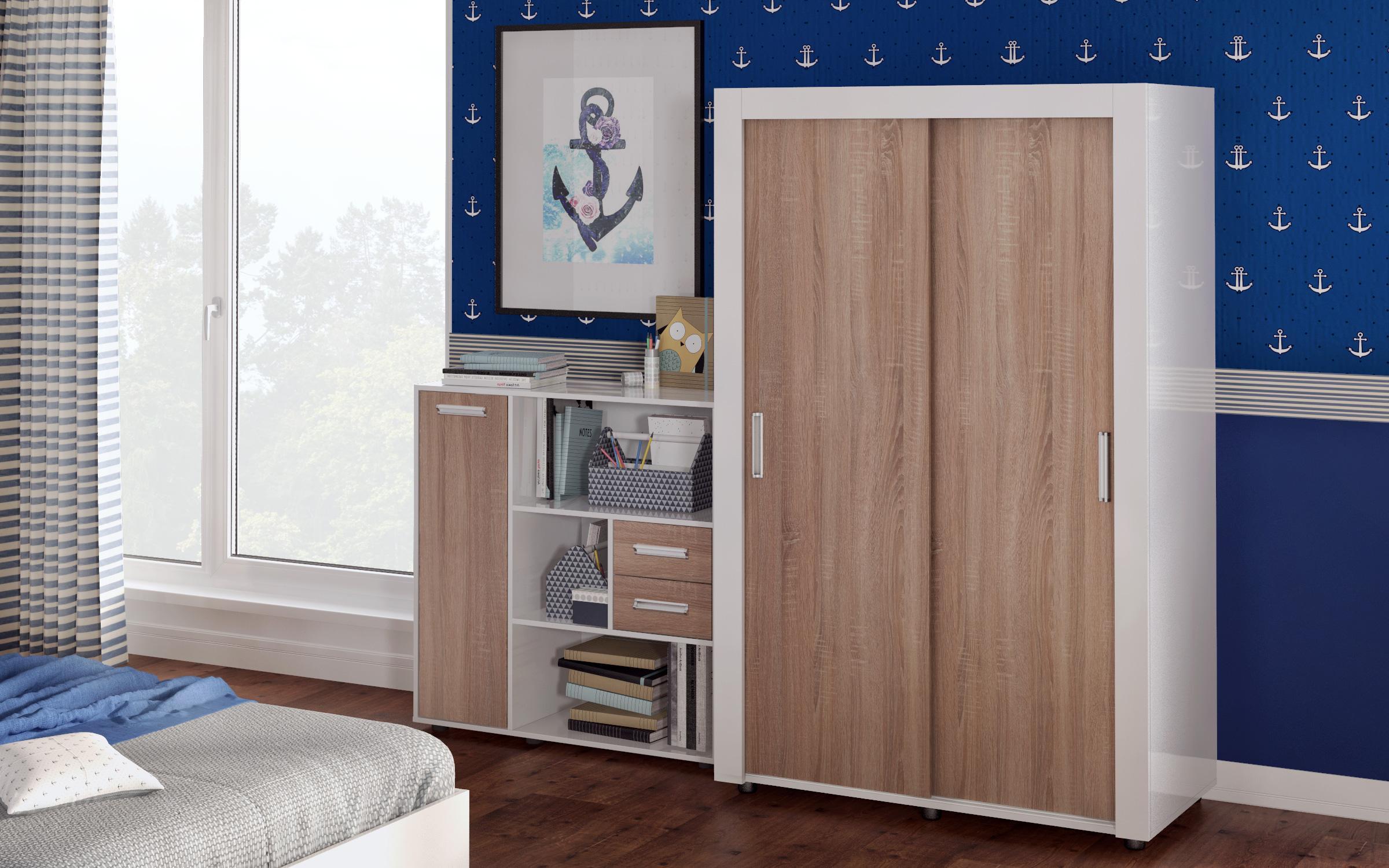 Dresser Nemo, white gloss + Sonoma oak  3