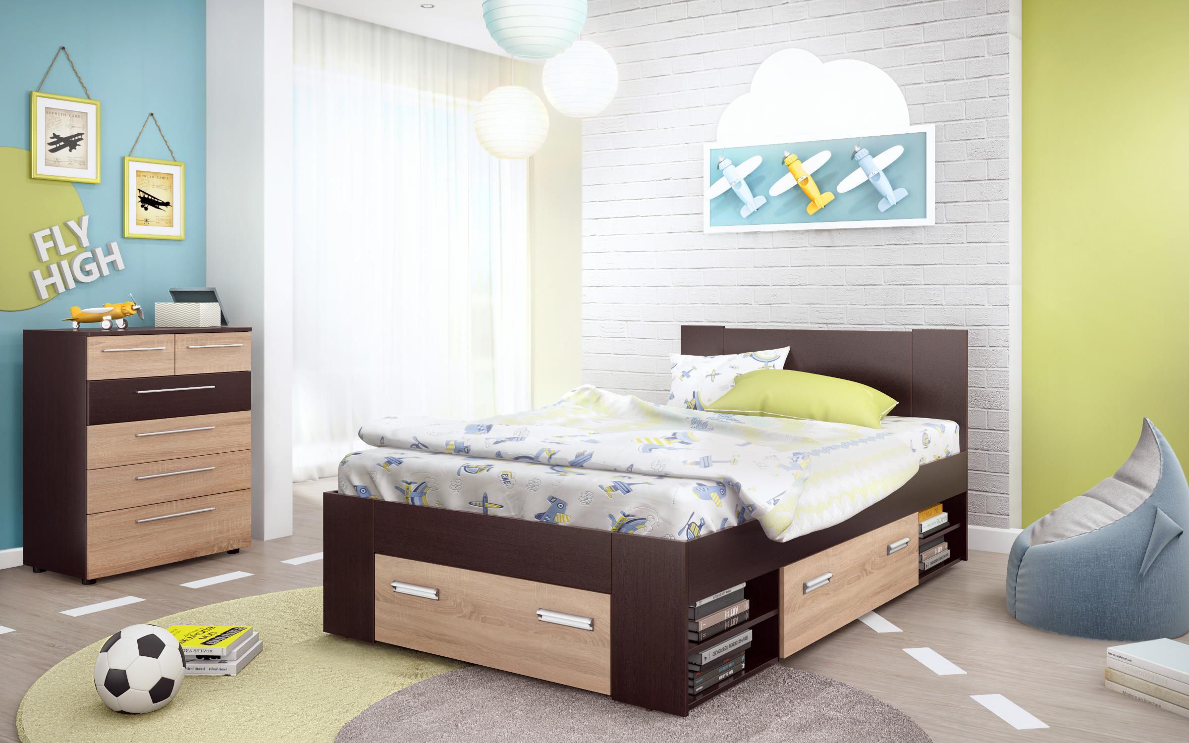 Bed 120/200 Nemo + mattress, Wenge + Sonoma oak  7