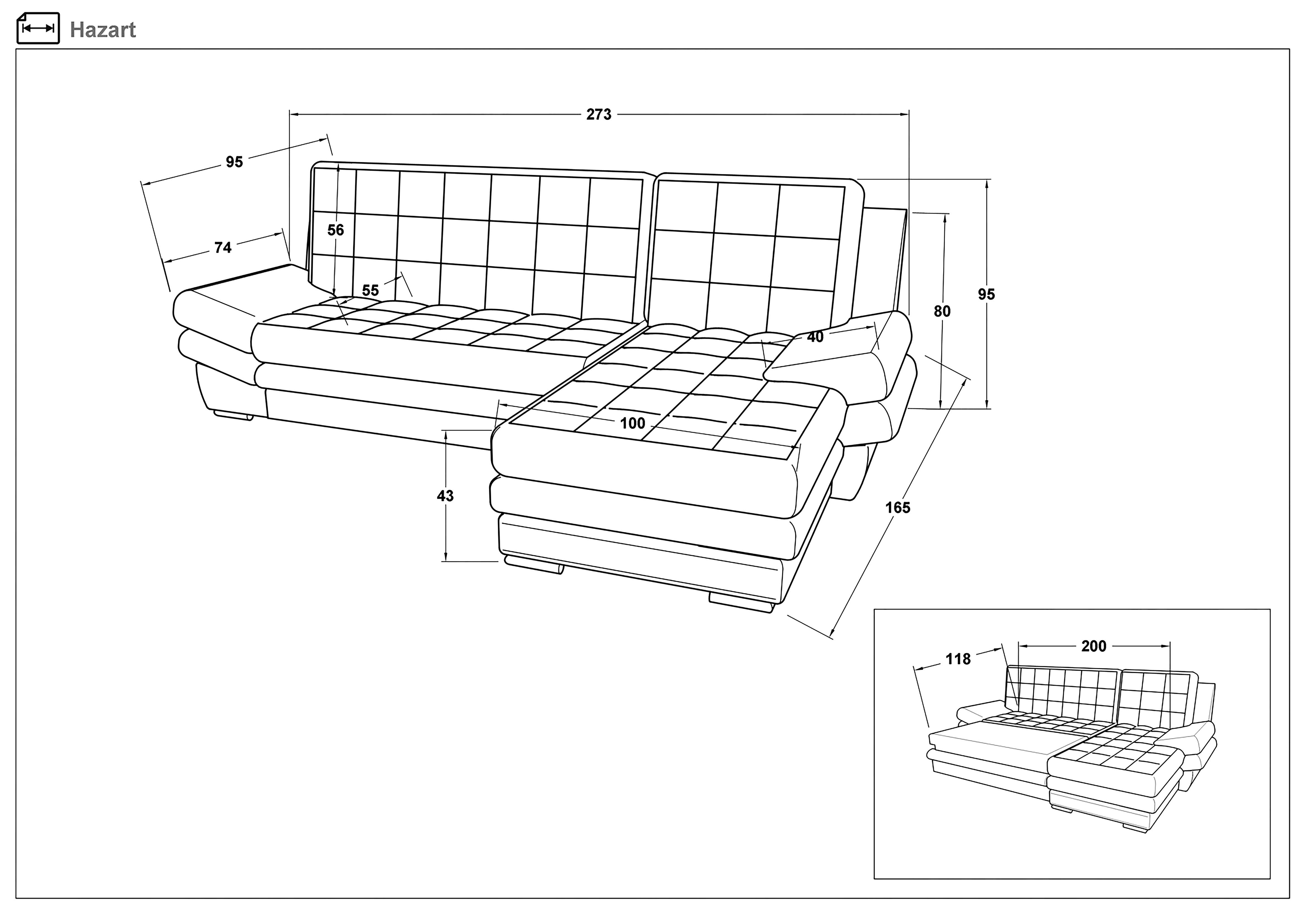 Extendable corner sofa Hazart, beige  2