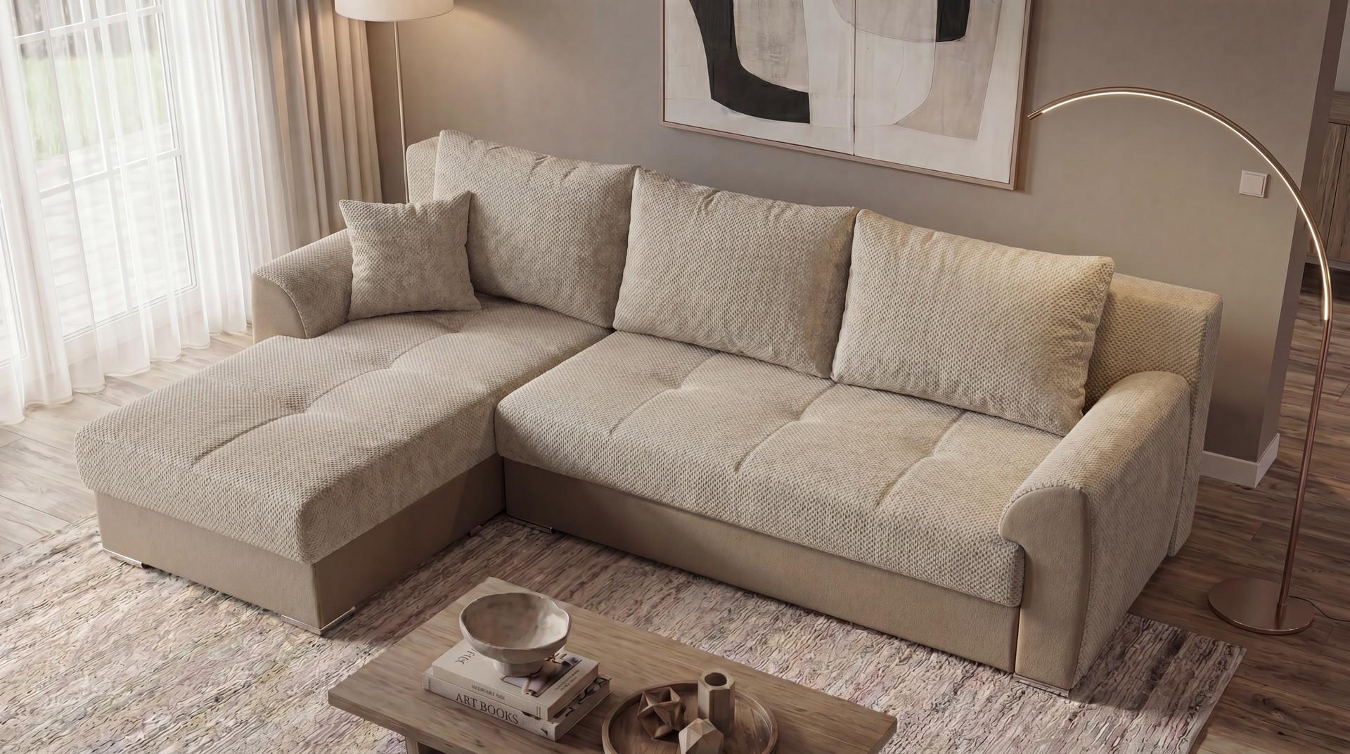 Extendable corner sofa Lumis, beige + grey beige  4